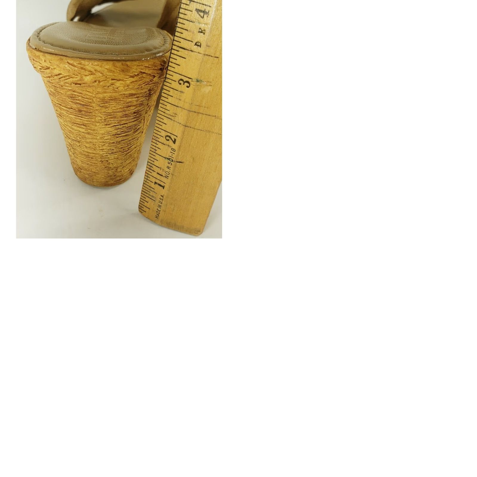 Vintage VINTAGE ITALIAN Shoemaker Gold Metallic Skin Tone Wedge Slide Sandal Women's 8M ITALY Size US 8 / IT 38 - 9 Thumbnail