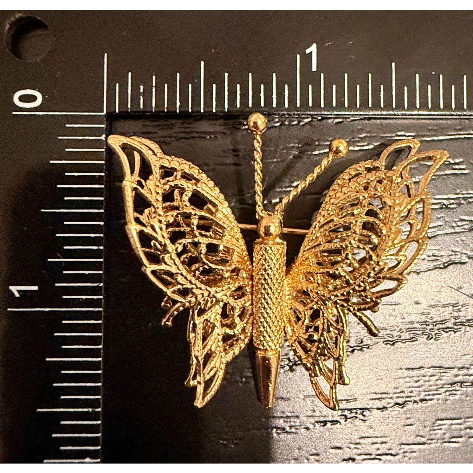 Monet Vintage Signed Monet Gold Tone Filigree Butterfly Brooch Size ONE SIZE - 5 Thumbnail