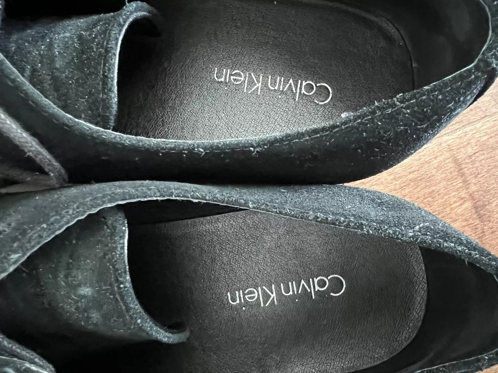 Calvin Klein Faustino Black Oily Suede Oxfords Size US 9.5 / EU 42-43 - 6 Thumbnail