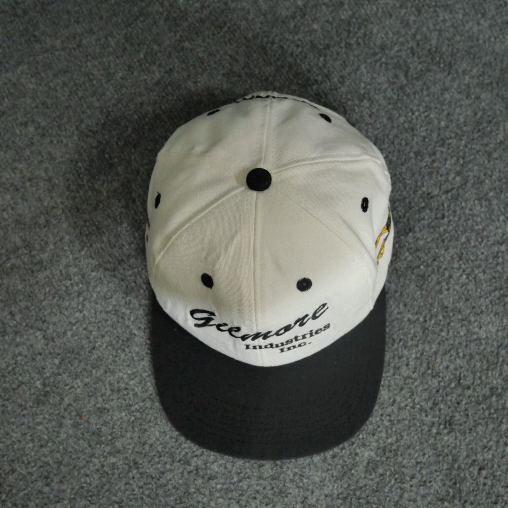 Industrie VINTAGE Construction Hat Adult White Black Gilmore Industries 90s Snapback White solid Adjustable Mens Hat Size ONE SIZE - 3 Thumbnail
