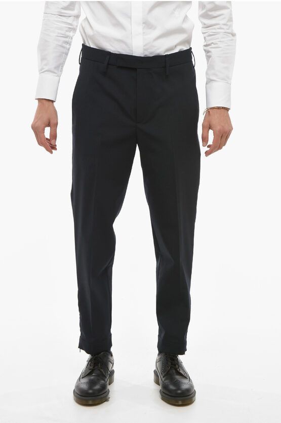image of Neil Barrett Jamie Slim Pants With Zip At The Cuffs in Midnight Blue, Men's (Size 32)