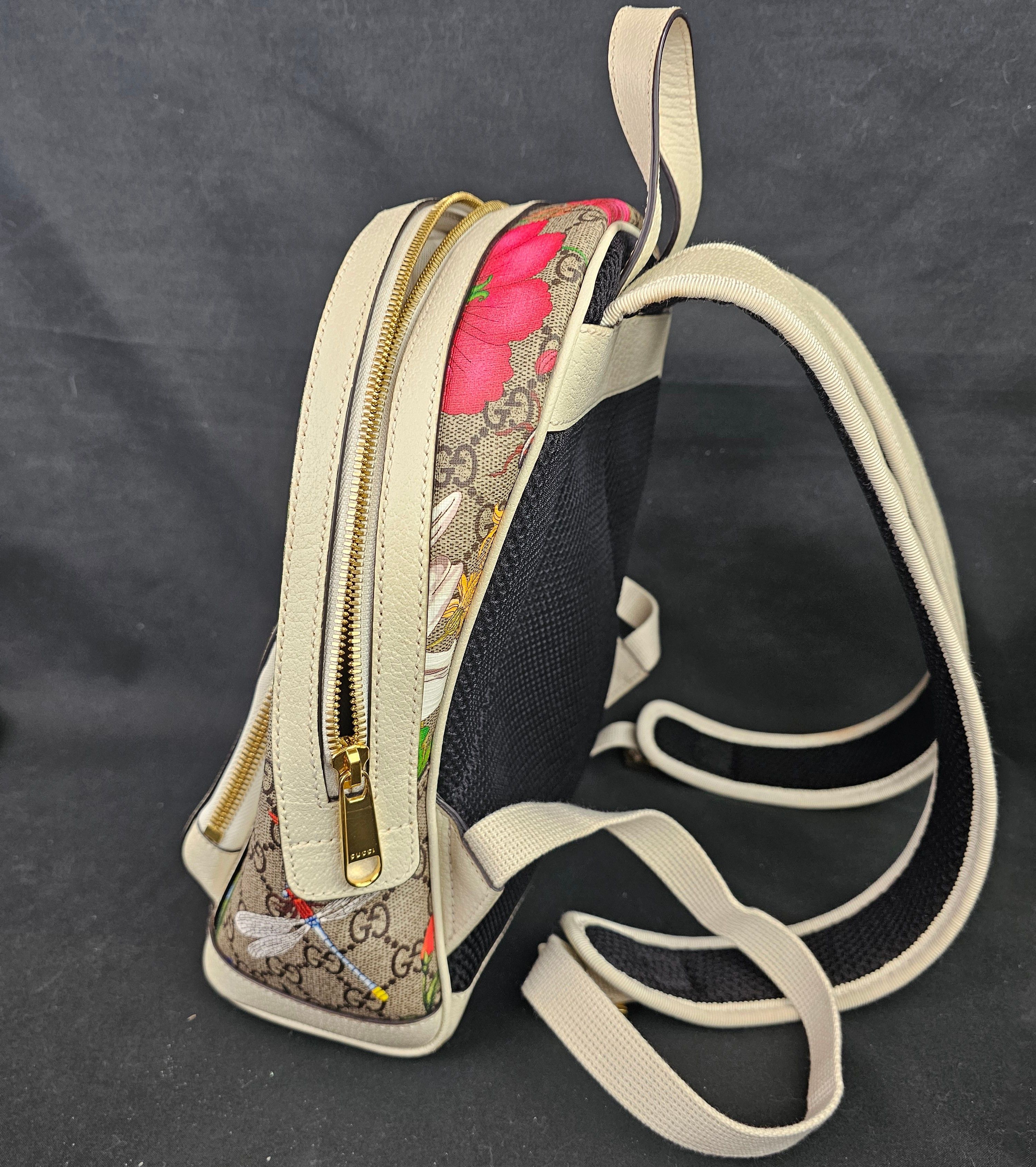 Gucci GUCCI GG Monogram Flora Web Small Ophidia Day Backpack White Size ONE SIZE - 3 Thumbnail