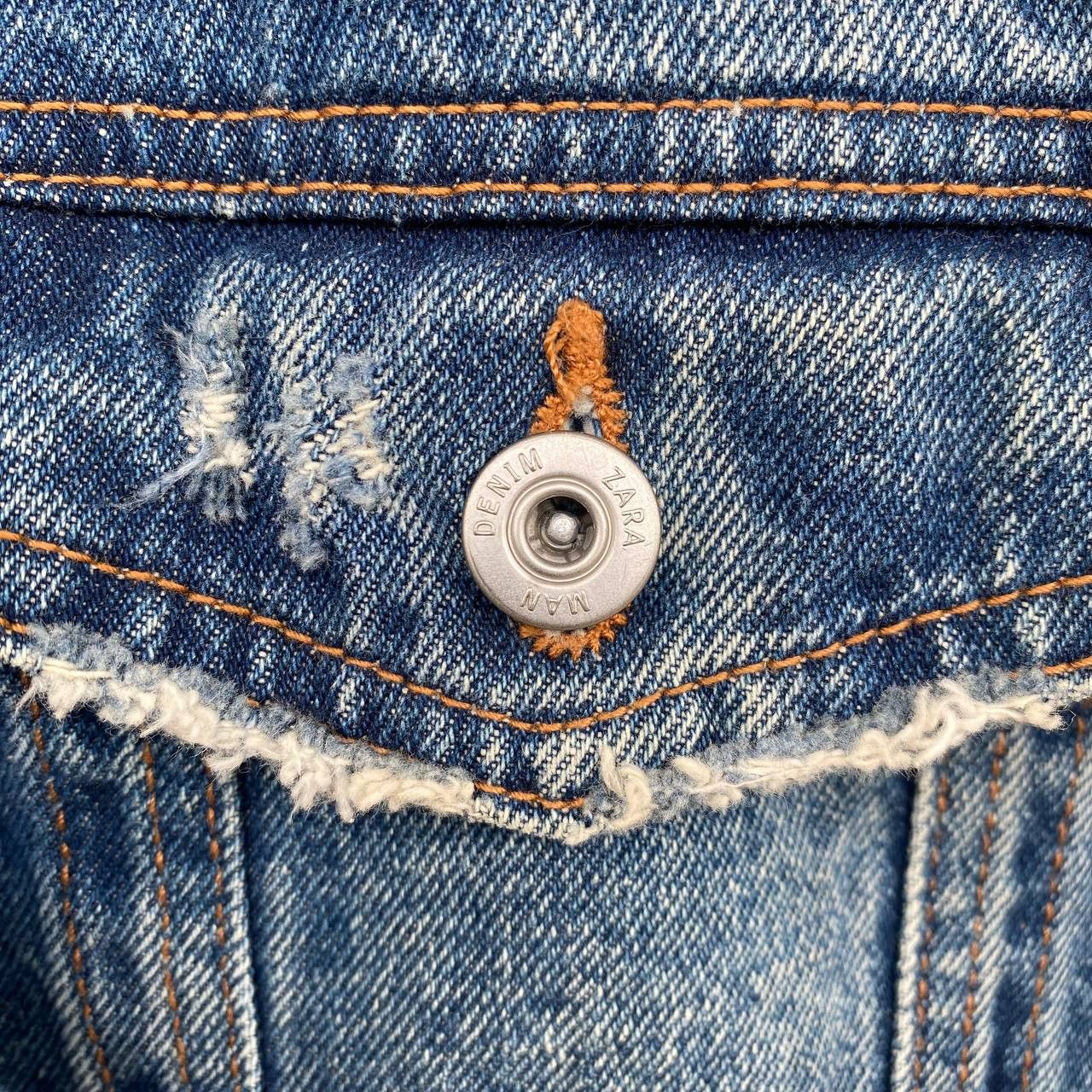 Zara Zara Man Distressed Denim Jacket Trucker M Frayed Raw Edge Size US M / EU 48-50 / 2 - 8 Thumbnail