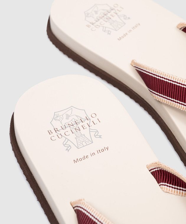Brunello Cucinelli o1la1rc1a0425 Slippers in Burgundy/White Size US 7 / EU 40 - 5 Thumbnail