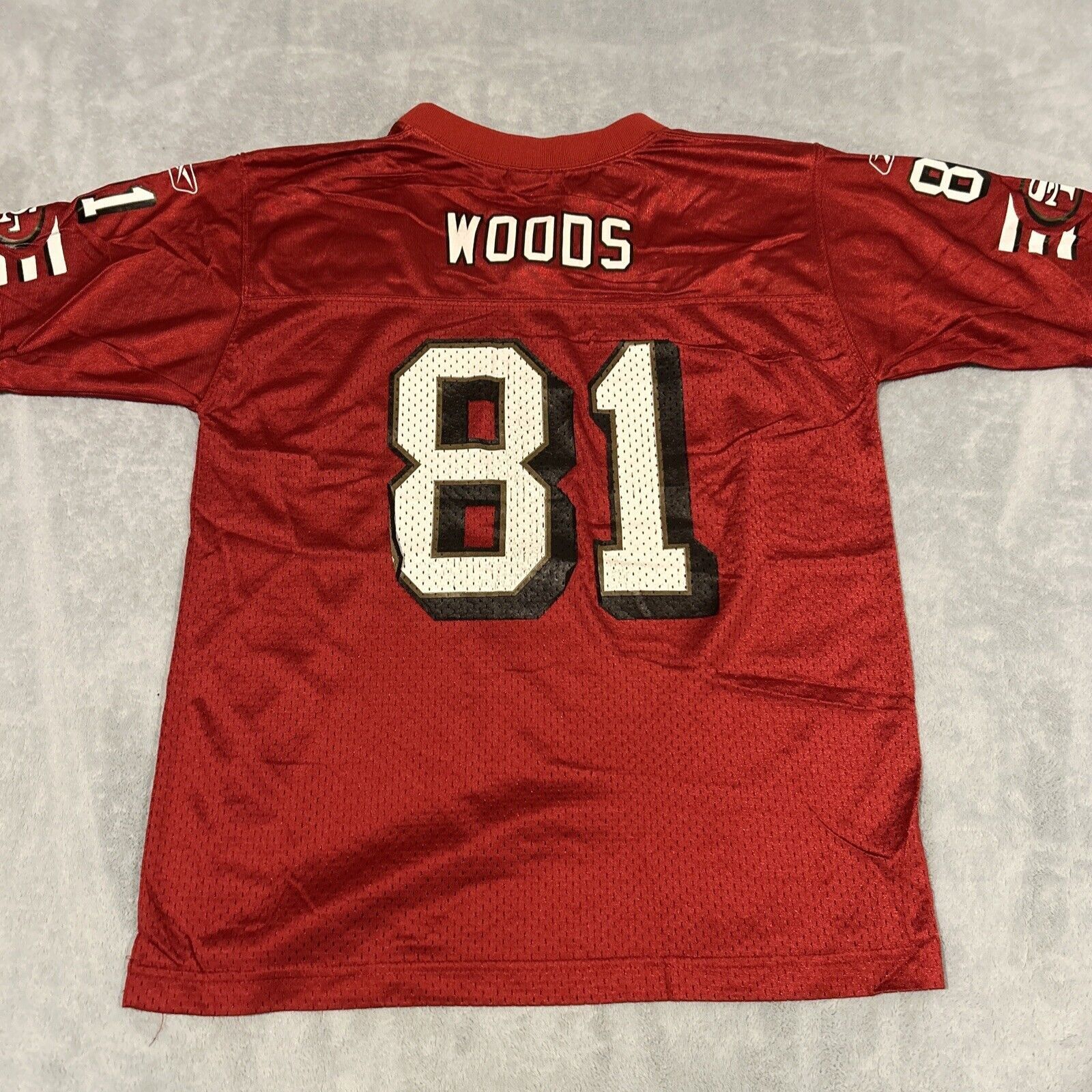 Reebok NFL 49ers Jersey Woods 81 Mens Chest 18 Small Youth Large Size US L / EU 52-54 / 3 - 1 Thumbnail
