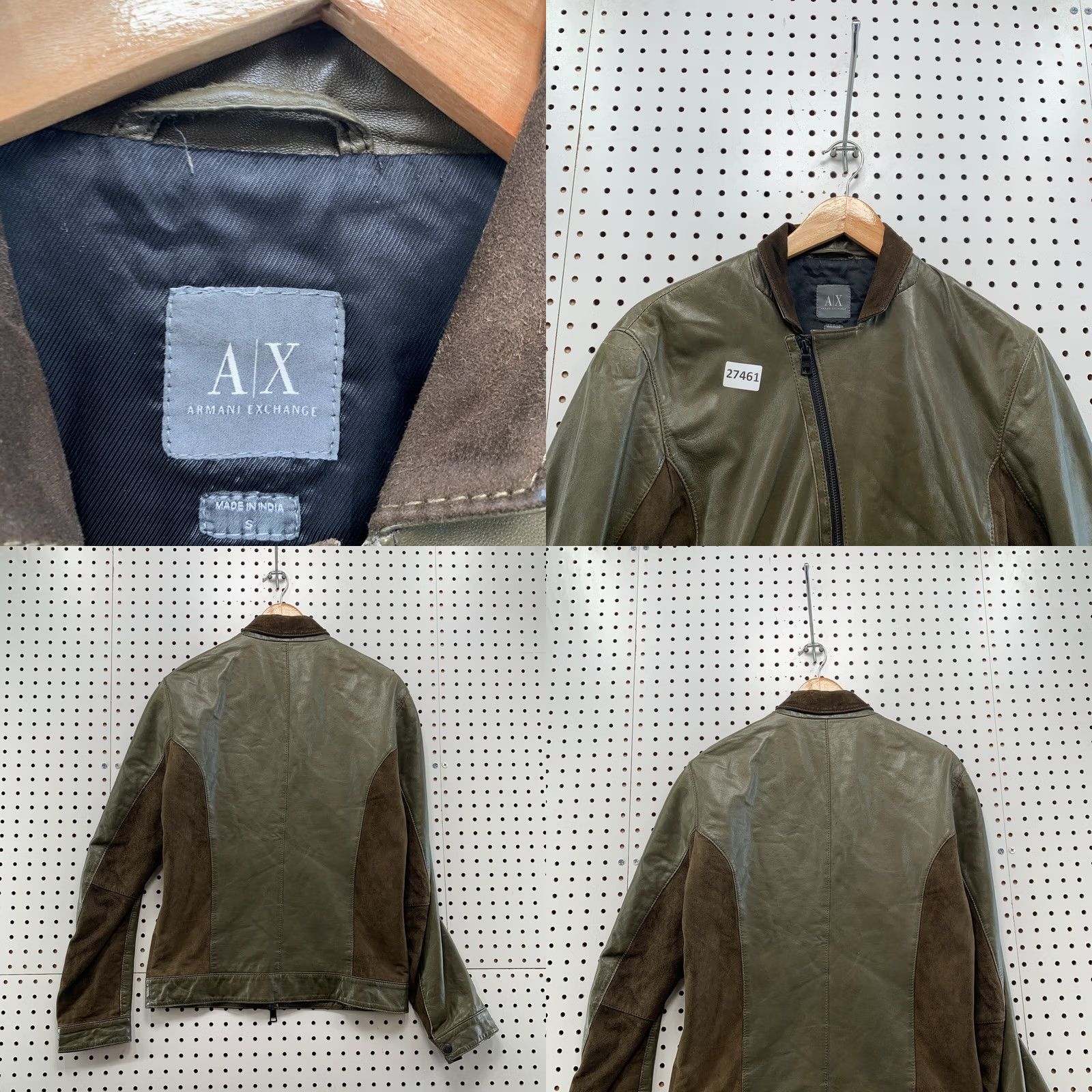 Armani Exchange Armani Exchange Woman Small Green Lamb Suede Zipper Motorcycle 20.5x25.5 Size S / US 4 / IT 40 - 8 Thumbnail