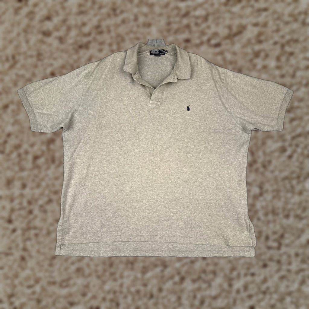 VINTAGE Ralph Lauren Polo Shirt Men XL Gray 100% Cotton Golf Polo Shirt Read