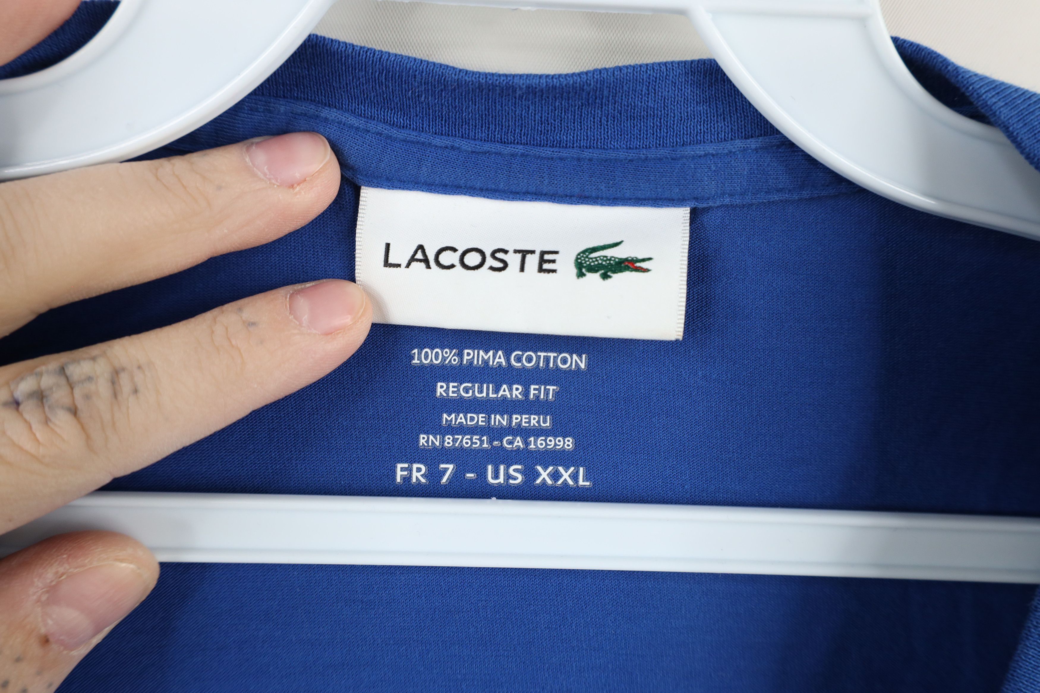 Lacoste × Vintage Lacoste Logo Pima Cotton Short Sleeve V-Neck T-Shirt Blue Size US XXL / EU 58 / 5 - 6 Thumbnail