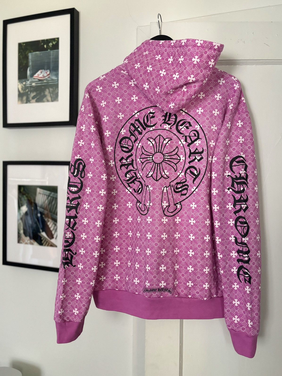 Chrome Hearts EXCLUSIVE PINK ALL OVER MONOGRAM DAGGER HOODIE