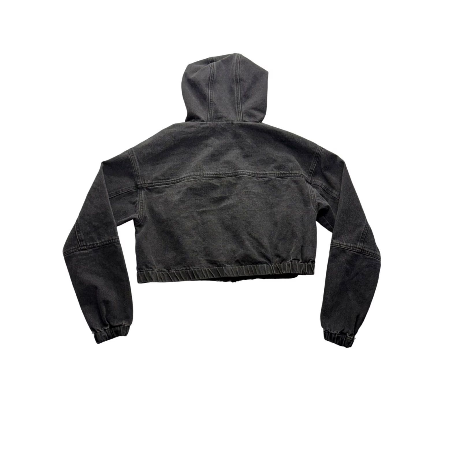 Denime Stoosh Cropped Black Denim Jacket Womens S Hoodie Jacket? Size 28" / US 6 / IT 42 - 2 Thumbnail
