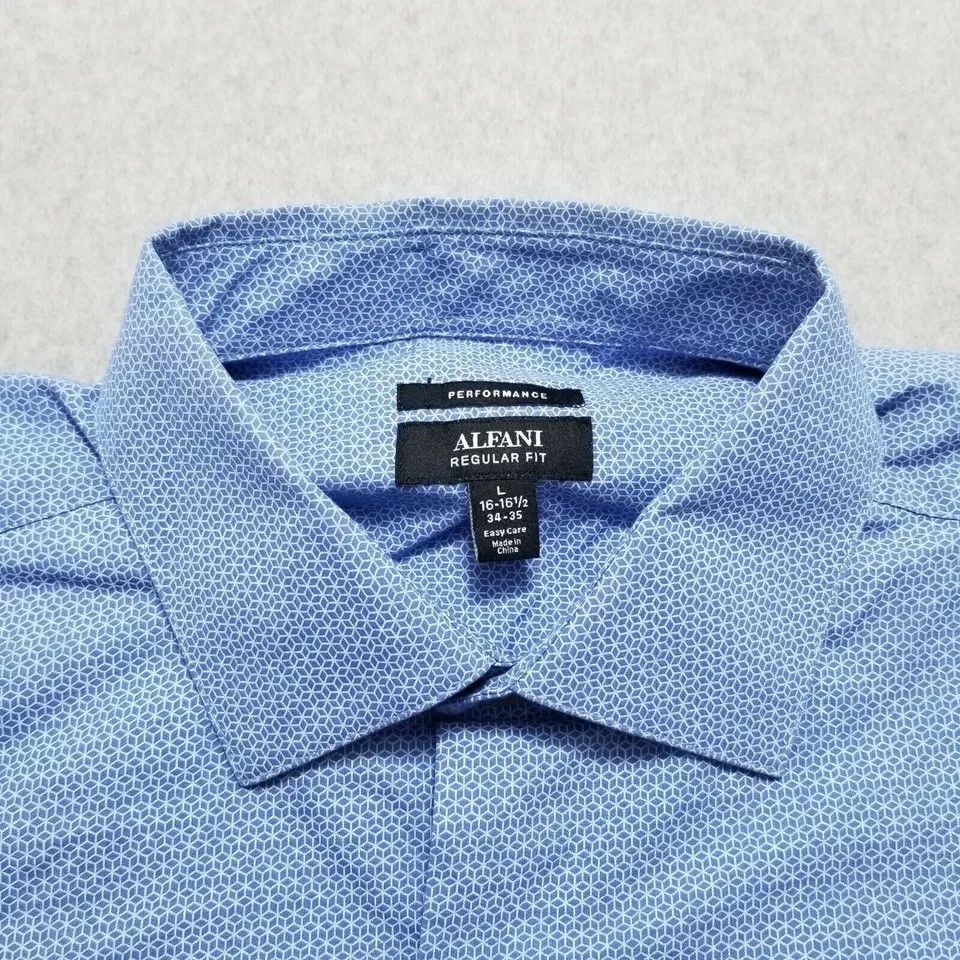 Alfani Alfani Shirt Mens Large Casual Button Up Long Sleeve Pocket Size US L / EU 52-54 / 3 - 6 Thumbnail