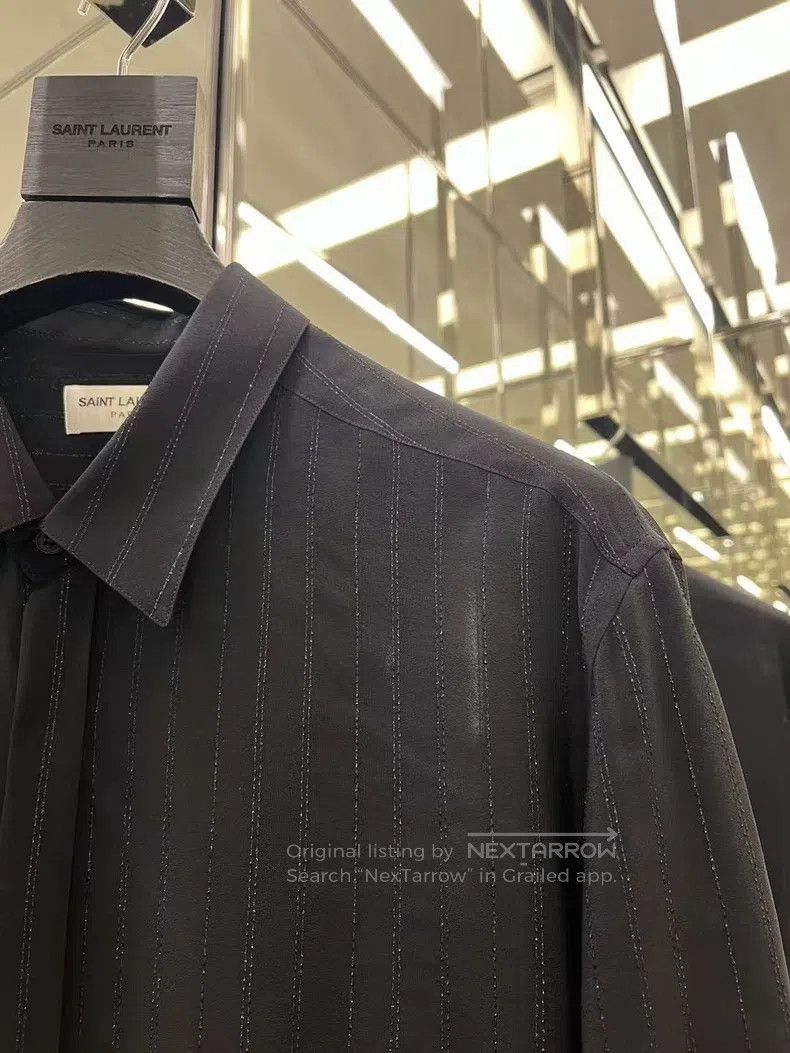 Saint Laurent Paris Saint Laurent Paris Black Silver Thread Shirt Size US M / EU 48-50 / 2 - 3 Thumbnail