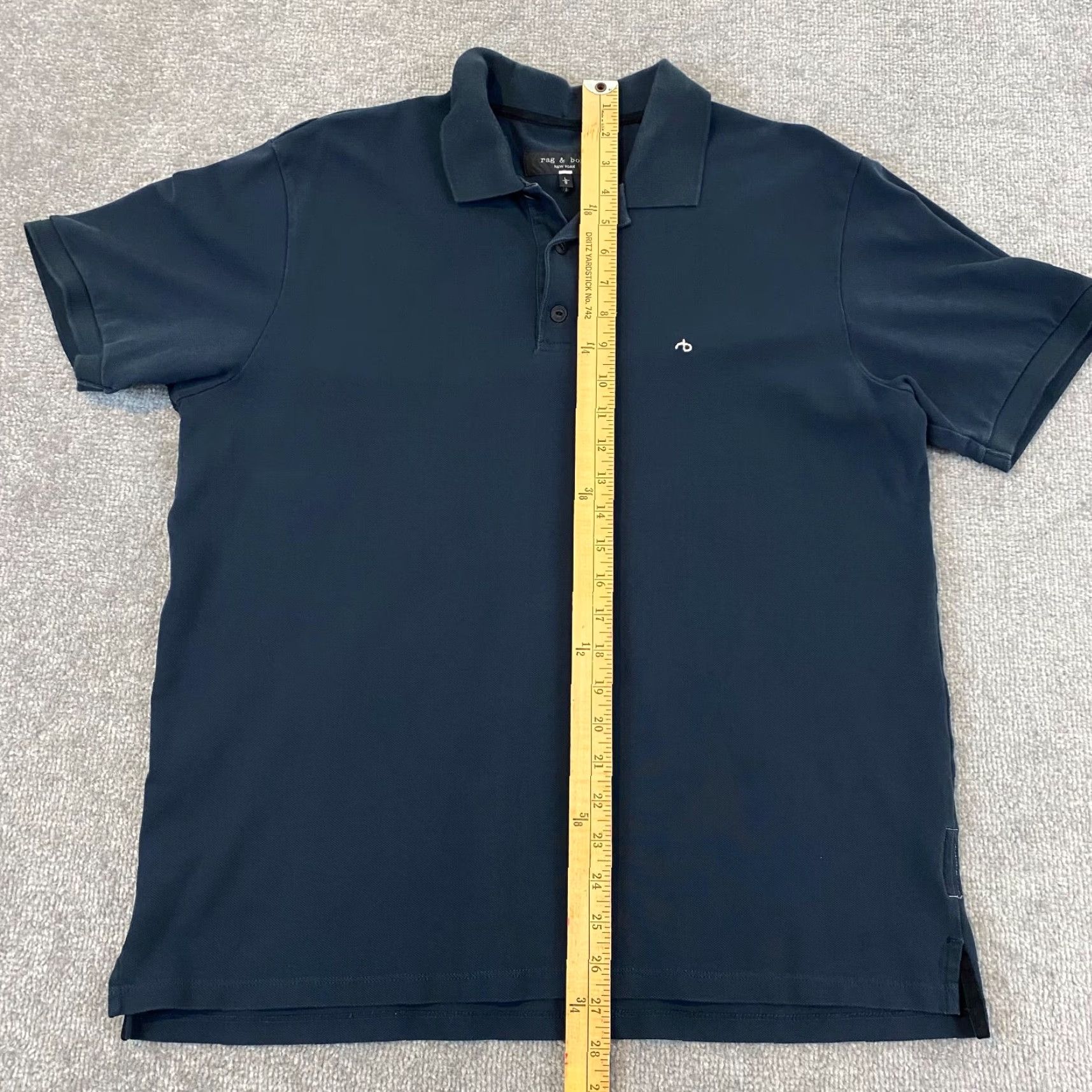 Rag & Bone RAG & BONE Polo Mens Large Navy Blue Collared Preppy Cotton Shirt New York S/S Size US L / EU 52-54 / 3 - 4 Thumbnail