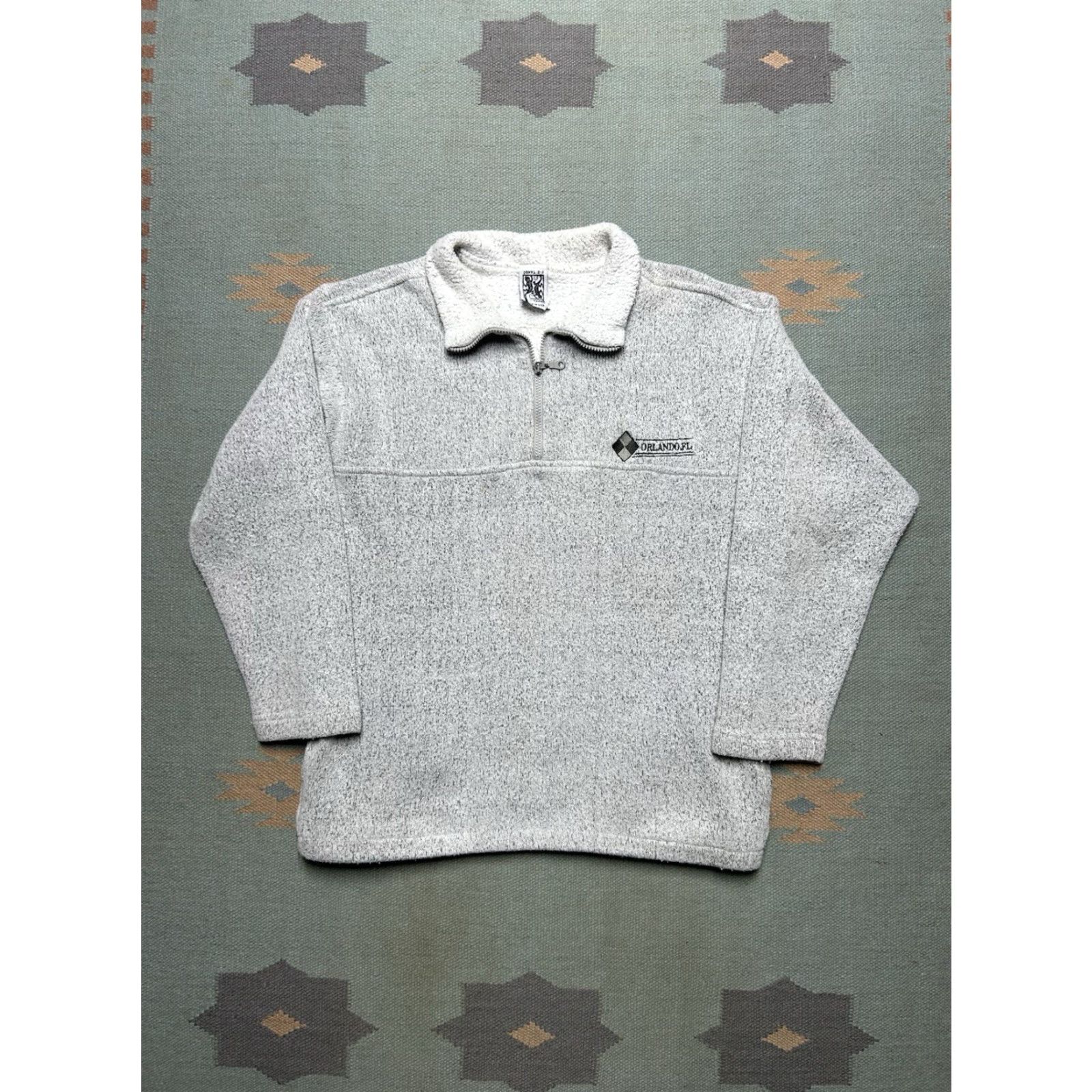Vintage VINTAGE Sweatshirt 1/4 Zip Pullover 80s 90s Men L Gray Orlando Florida Beach Size US L / EU 52-54 / 3 - 2 Thumbnail