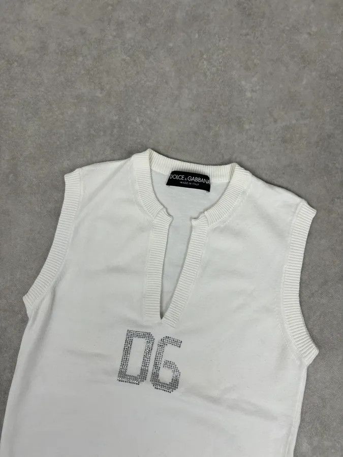 Dolce & Gabbana SS2006 Dolce & Gabbana White Sleeveless Logo Sweater Size S / US 4 / IT 40 - 4 Thumbnail