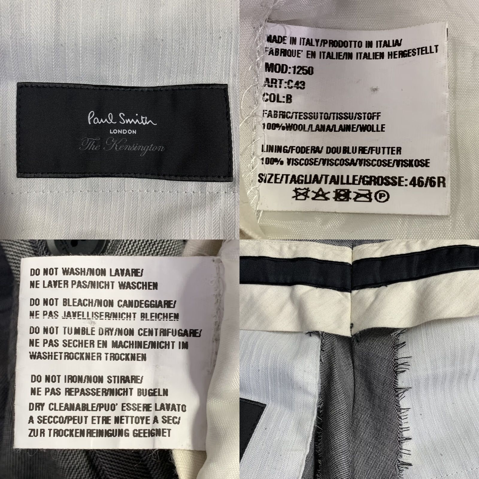 Paul Smith PAUL SMITH The Kensington Suit Regular Size 46 Grey Wool Slim Fit Notch Lapel Size 46R - 9 Thumbnail
