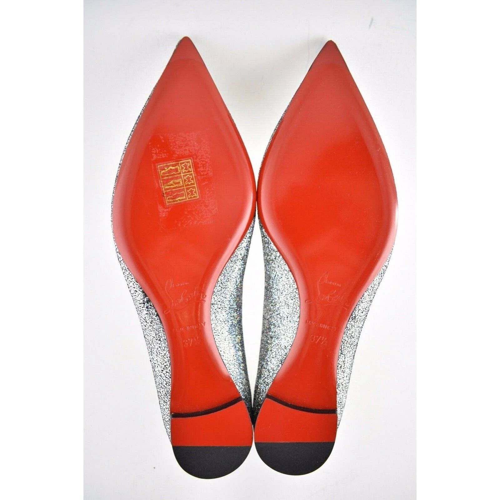 Christian Louboutin Christian Louboutin Ballalla Silver Mica Glitter Ballerina Size US 7.5 / IT 37.5 - 12 Thumbnail