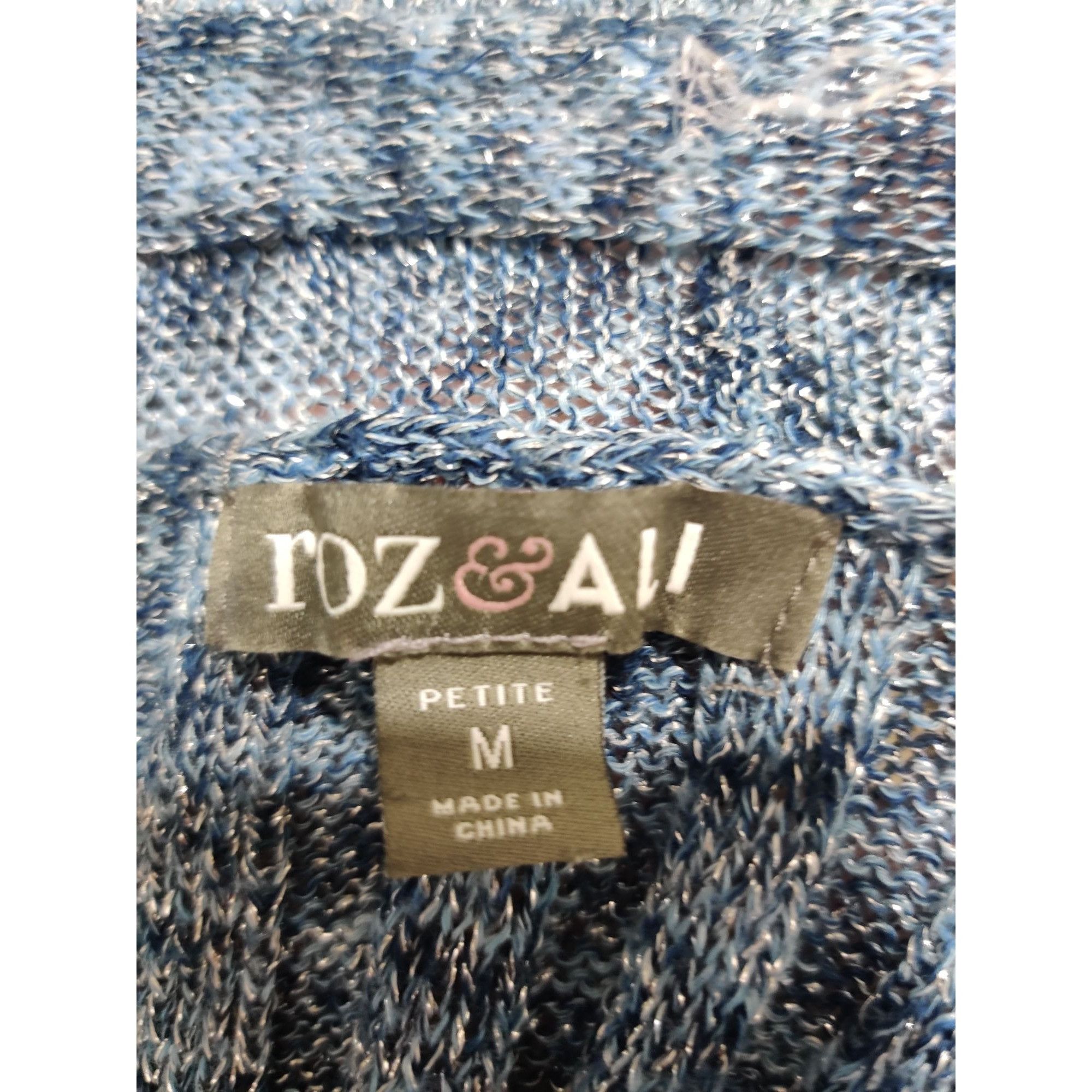 Other Roz & Ali Petite M Womens Blue Cardigan Metallic Open Front Size M / US 6-8 / IT 42-44 - 7 Thumbnail