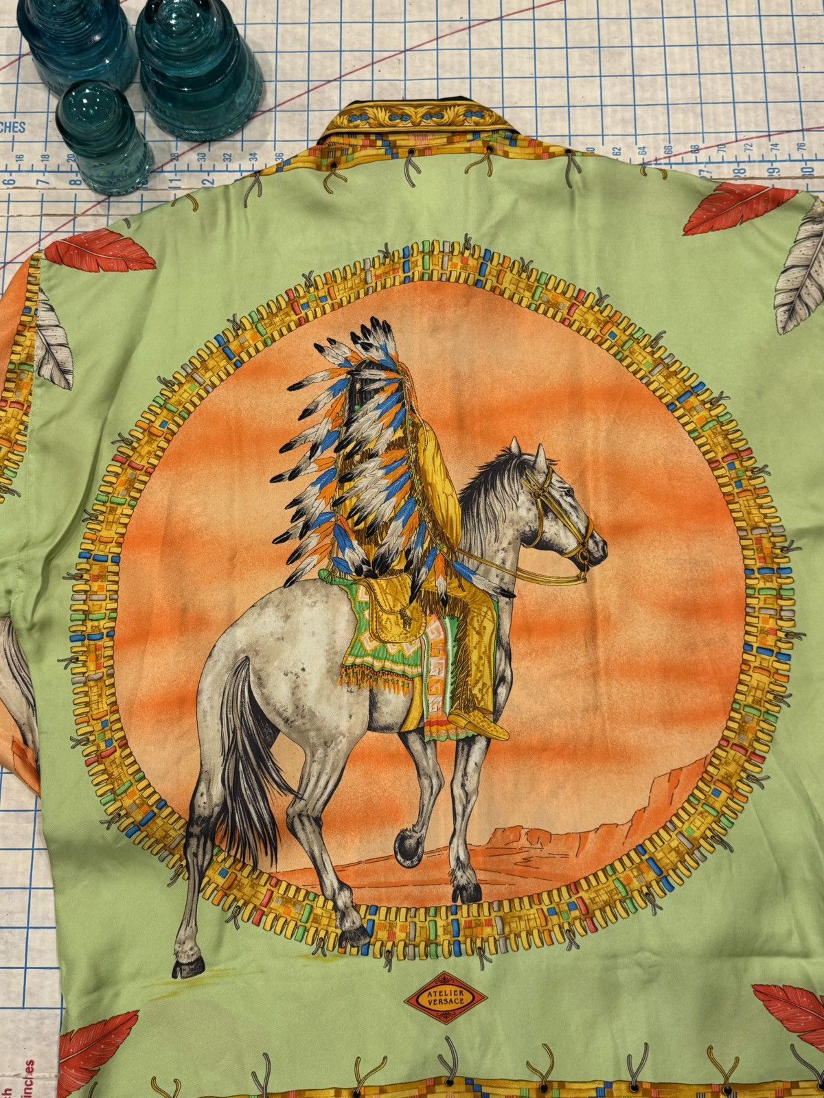 Versace Vintage Gianni Versace Native American Silk Button Up Shirt Size US L / EU 52-54 / 3 - 4 Thumbnail