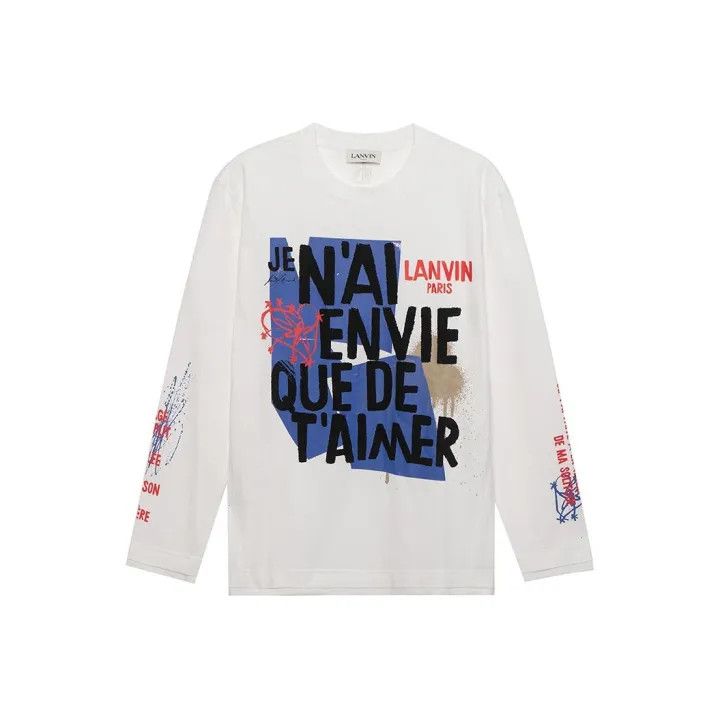 Lanvin Lanvin Poem Series Logo Print Long Sleeve T-Shirt 0079 Size US L / EU 52-54 / 3 - 1 Thumbnail