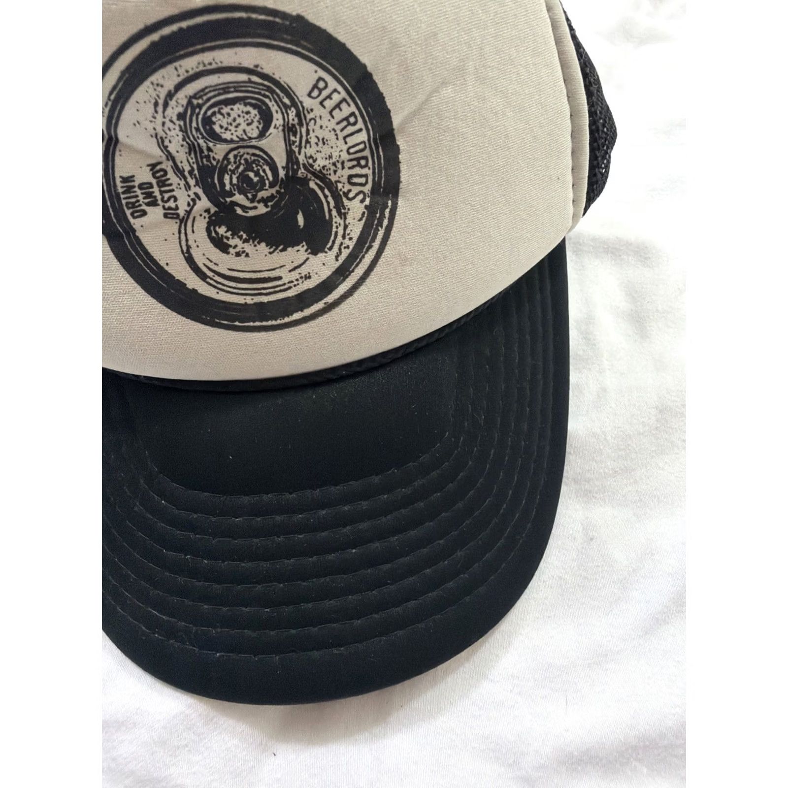Vintage VINTAGE Nissin Trucker Hat Black Gray “drink And Destroy” “beer Lords” Men One Size Hat Size ONE SIZE - 3 Thumbnail