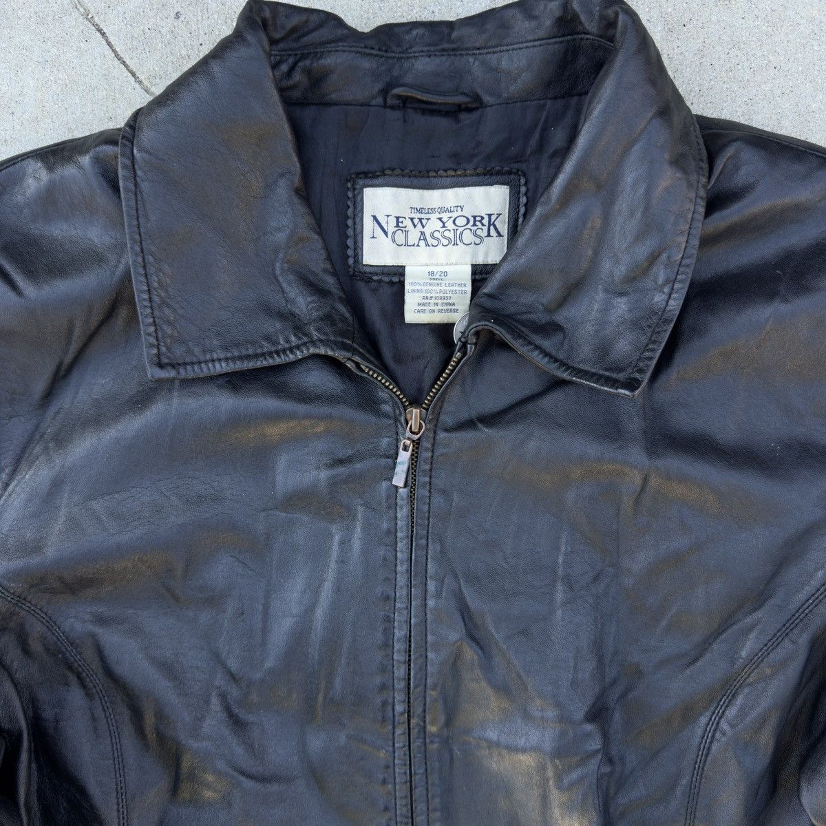 Other Vintage New York Classics Black Genuine Leather Zip-Up 18/20 Size US L / EU 52-54 / 3 - 3 Thumbnail
