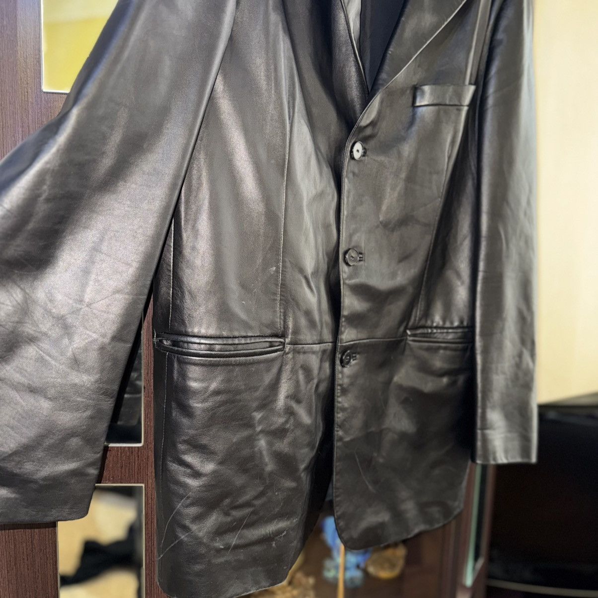 Hugo Boss Vintage 90s Hugo Boss Leather Jacket Coat Size US XL / EU 56 / 4 - 3 Thumbnail