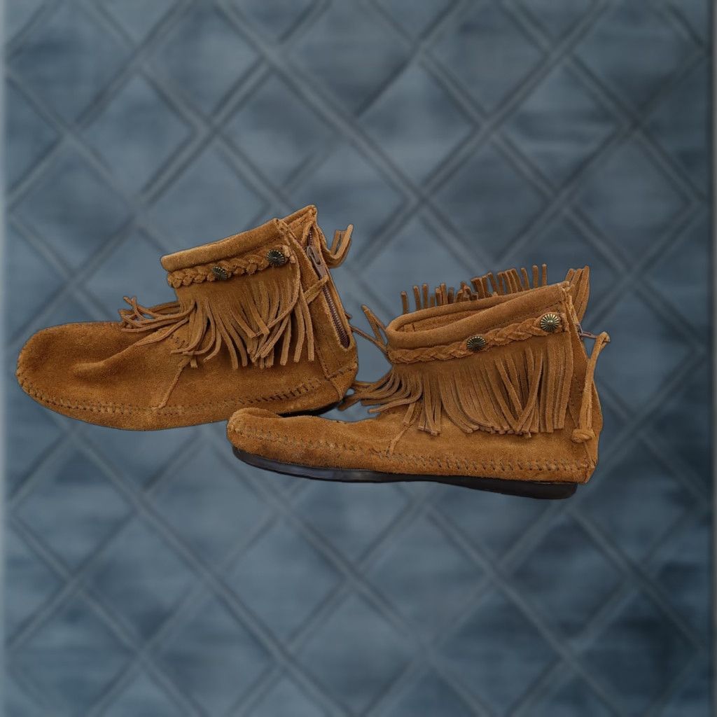 Minnetonka Minnetonka Womens Boots 7.5 Brown Suede Fringe Ankle Zip Booties 292 Size US 8 / IT 38 - 1 Thumbnail
