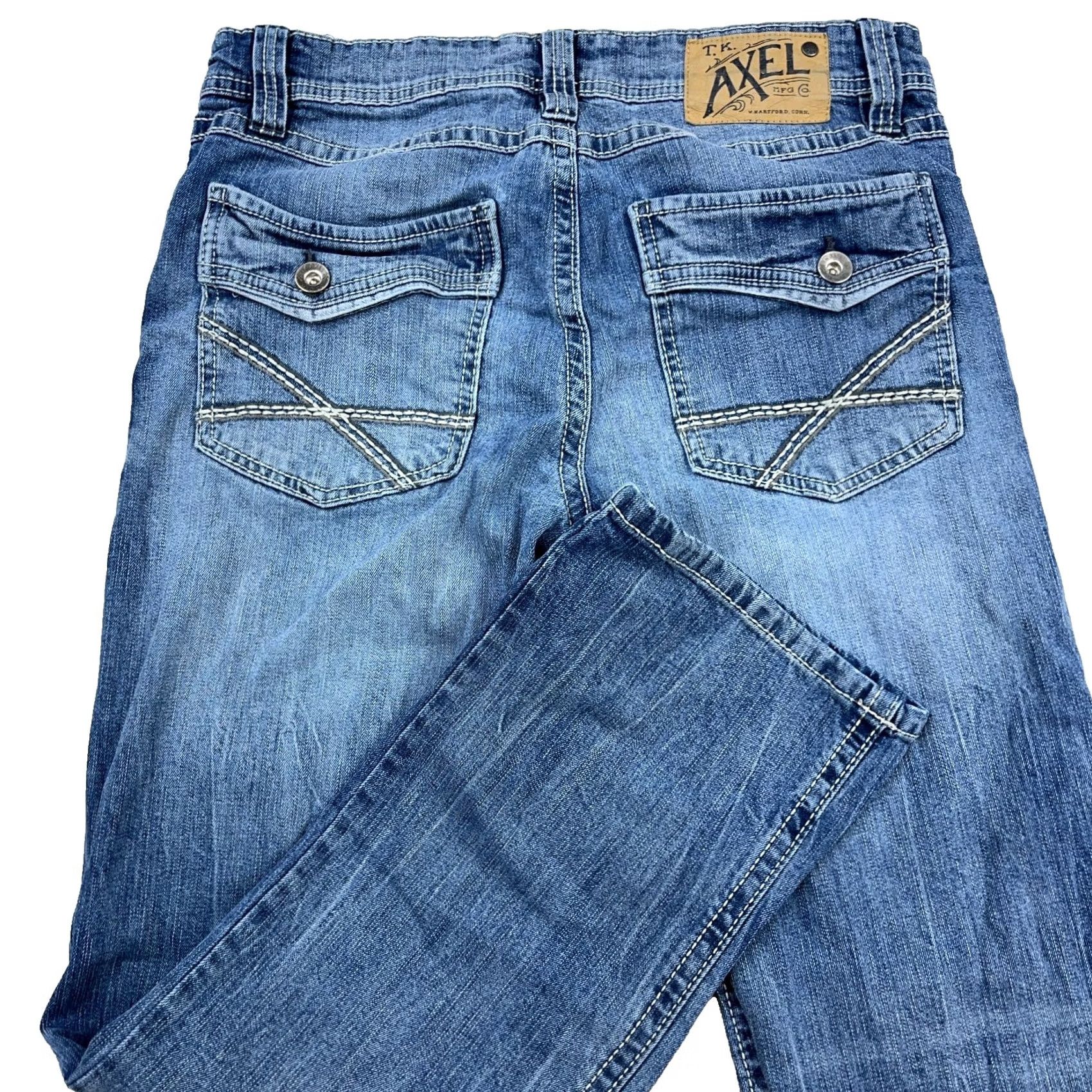 Denime AXEL Jeans Men 32x32 Slim Bootcut Medium Wash Denim Pants 5-Pocket Faded Blue Size US 32 / EU 48 - 2 Thumbnail