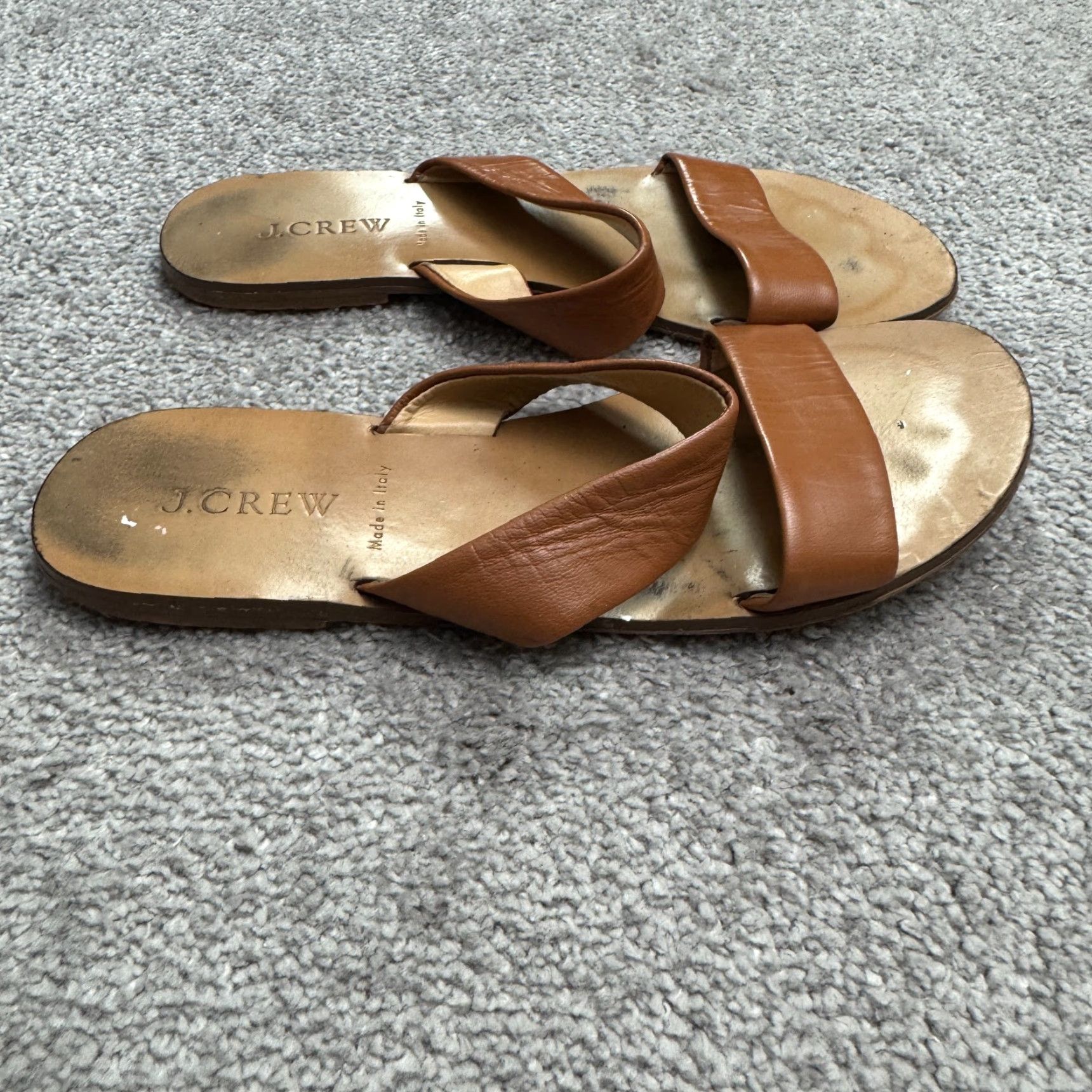 J.Crew VINTAGE J.Crew Leather Sandal Women 8 Slip-On Strappy Flat Casual Boho Minimalist Size US 8 / IT 38 - 3 Thumbnail