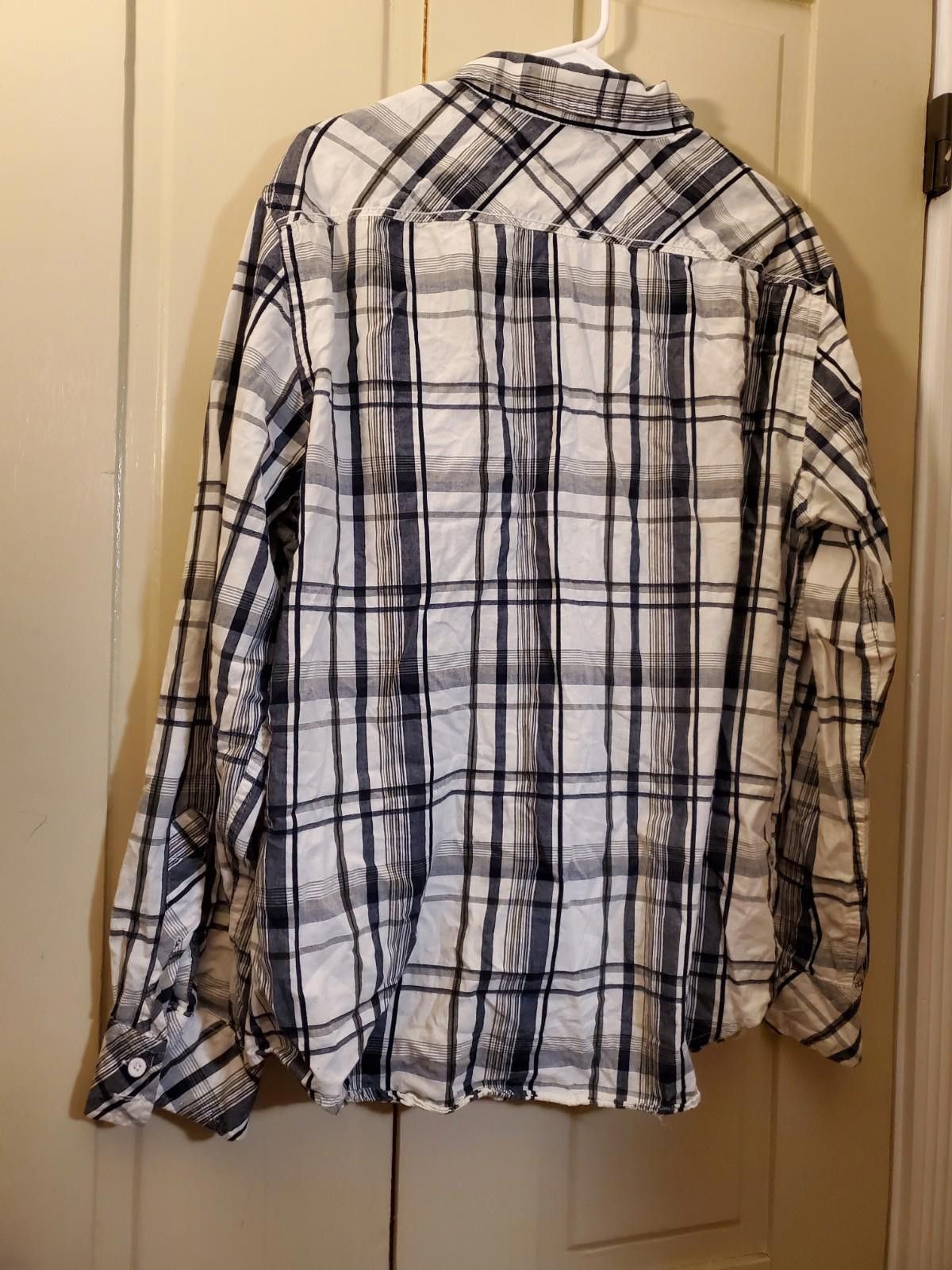 Helix Helix Men's Size XL Western Button Plaid Blk White Shirt L/S Size US XL / EU 56 / 4 - 4 Thumbnail