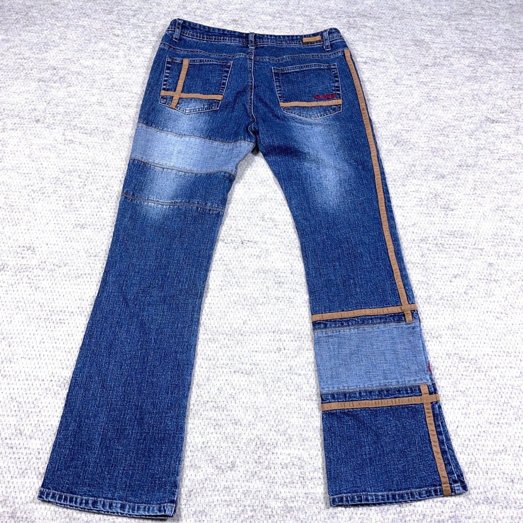 VINTAGE Southpole Jeans Women Junior 13 Boot Cut Logo 32x30 Denim Blue 5-Pocket Regular Mid Rise Bootcut Stretch Pants Boys?