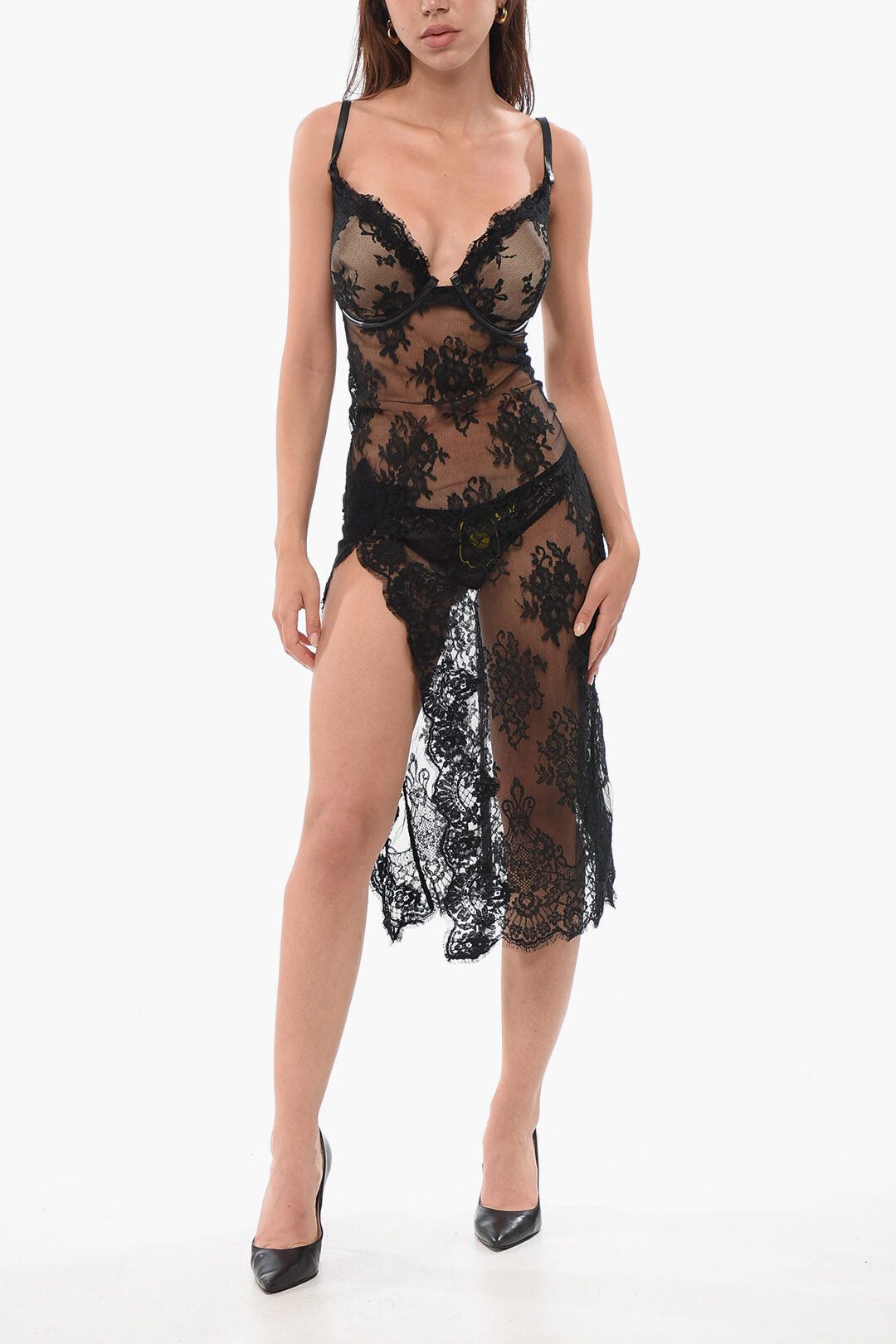 Dsquared2 Lace Bareback Chemise with Padded Bra Size ONE SIZE - 1 Thumbnail
