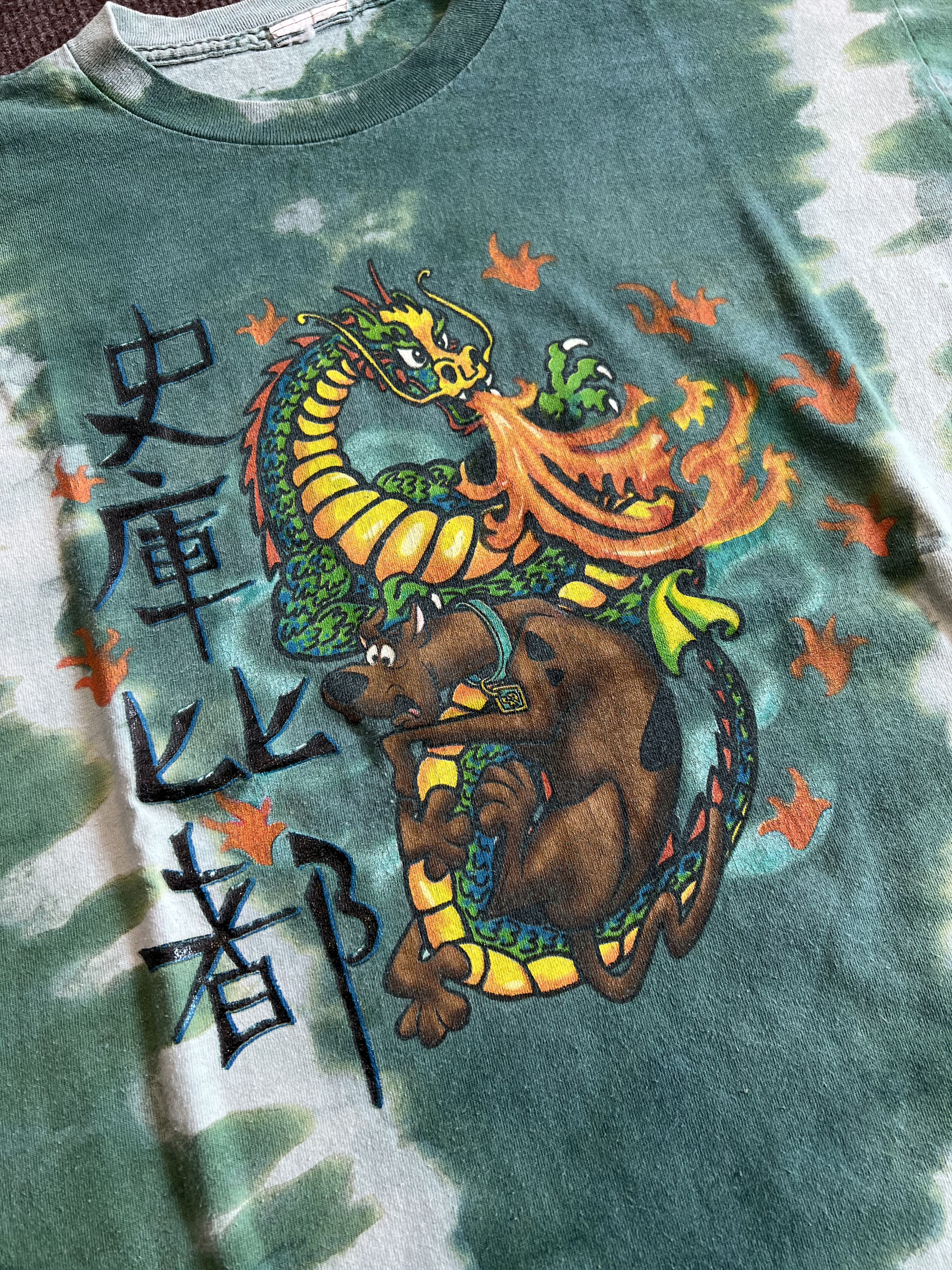 Vintage Vintage 90s Scooby Doo Dragon Tie Dye T-Shirt Size US XL / EU 56 / 4 - 6 Thumbnail