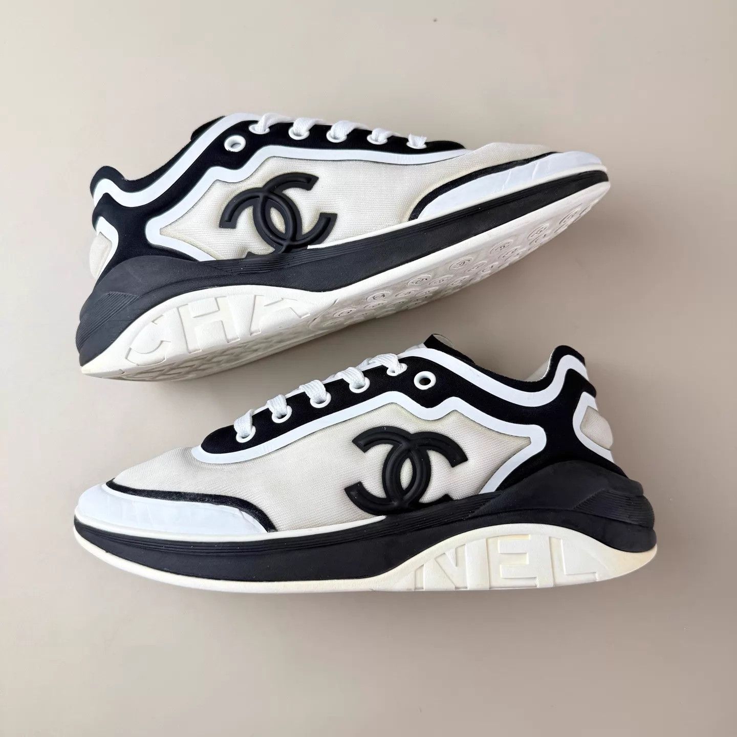 Chanel CHANEL CC black white sneakers EU 37 95 new Size US 6.5 / IT 36.5 - 5 Thumbnail