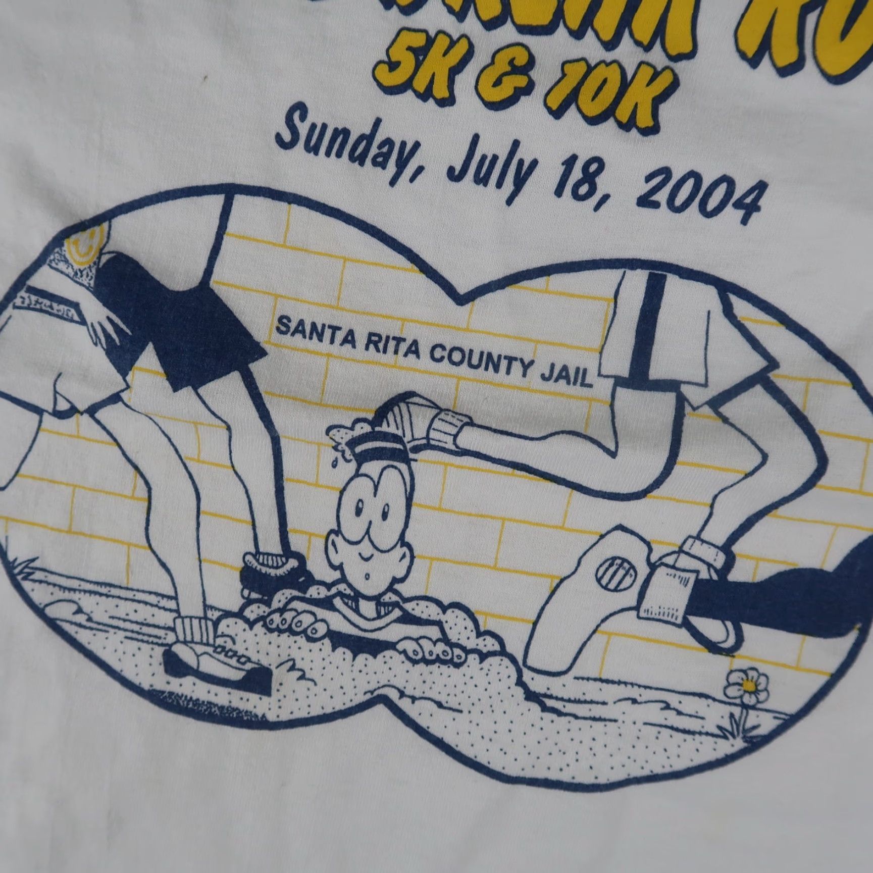 Hanes VINTAGE Hanes Santa Rita County Jail Running T-Shirt Men Medium White 90s Vintage Outdoor Festival Size US M / EU 48-50 / 2 - 5 Thumbnail