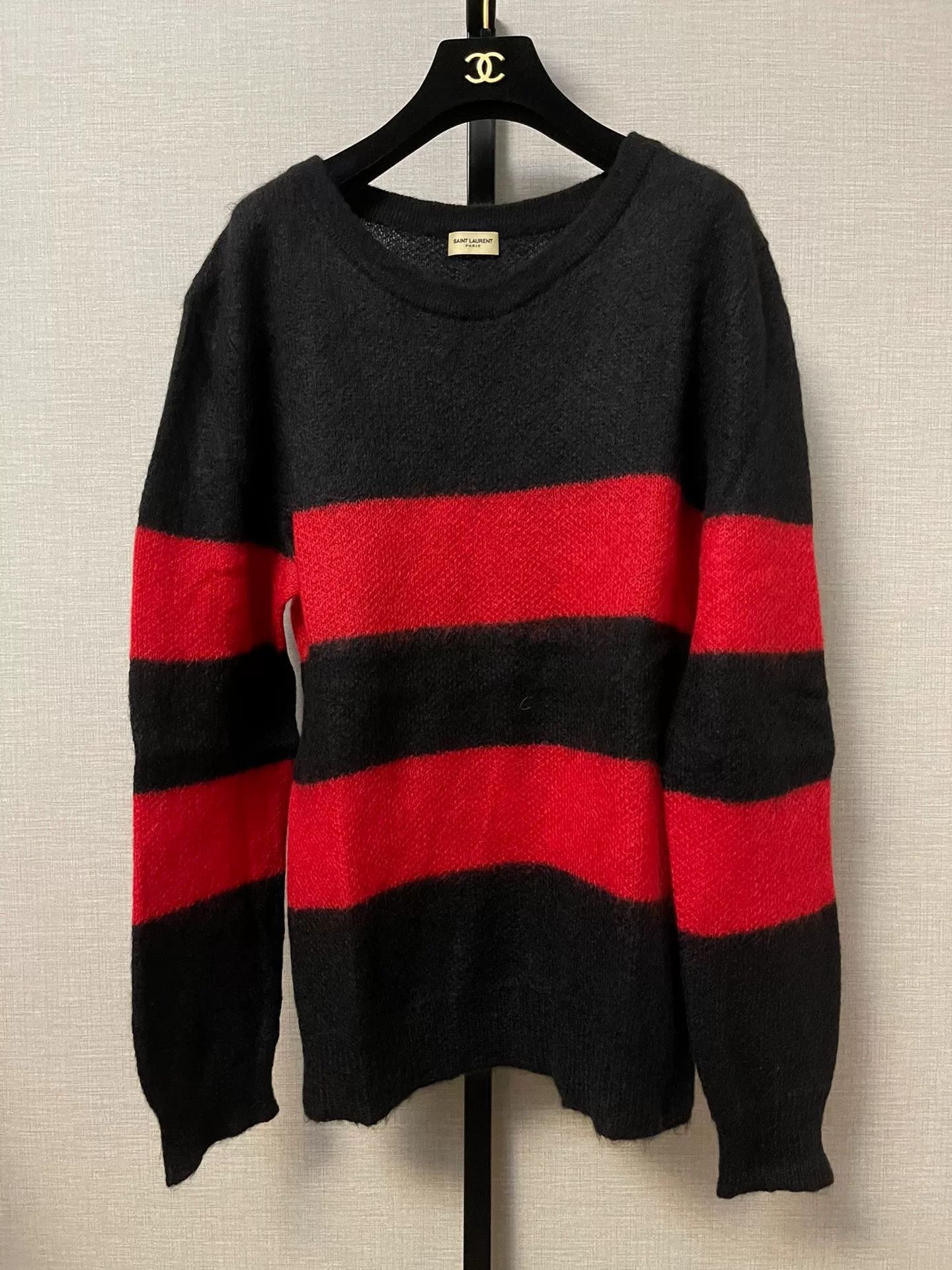 Saint Laurent Paris Saint Laurent Oversized Striped Mohair Sweater. Size US XL / EU 56 / 4 - 1 Thumbnail