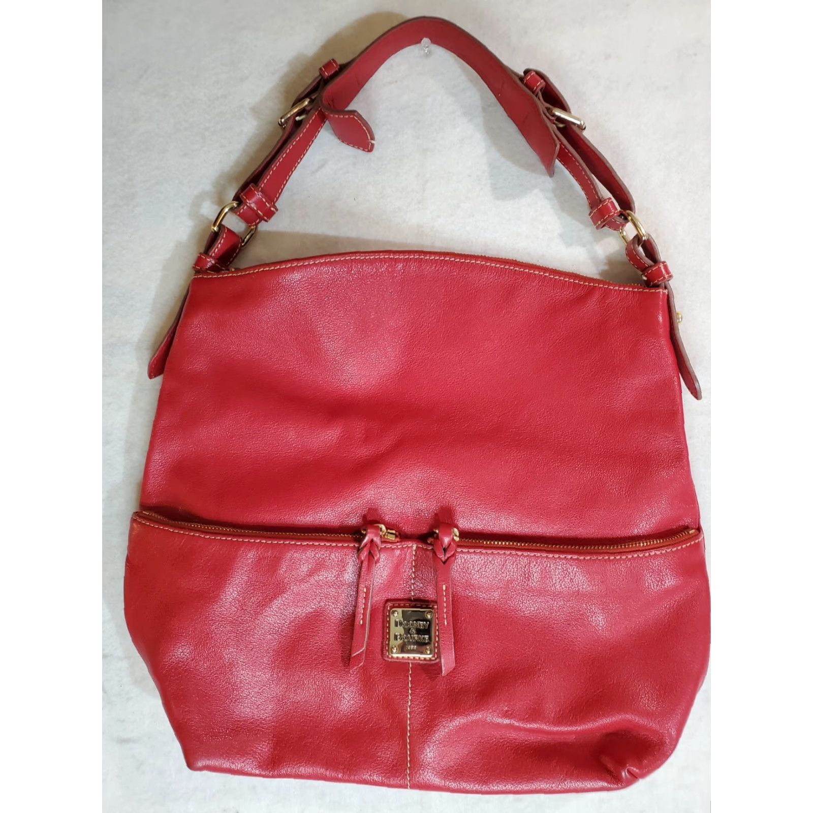 Dooney & Bourke VINTAGE Dooney & Bourke Signature Florentine Shoulder Handbag-Pebbled Leather Finish-Red Size ONE SIZE - 2 Thumbnail