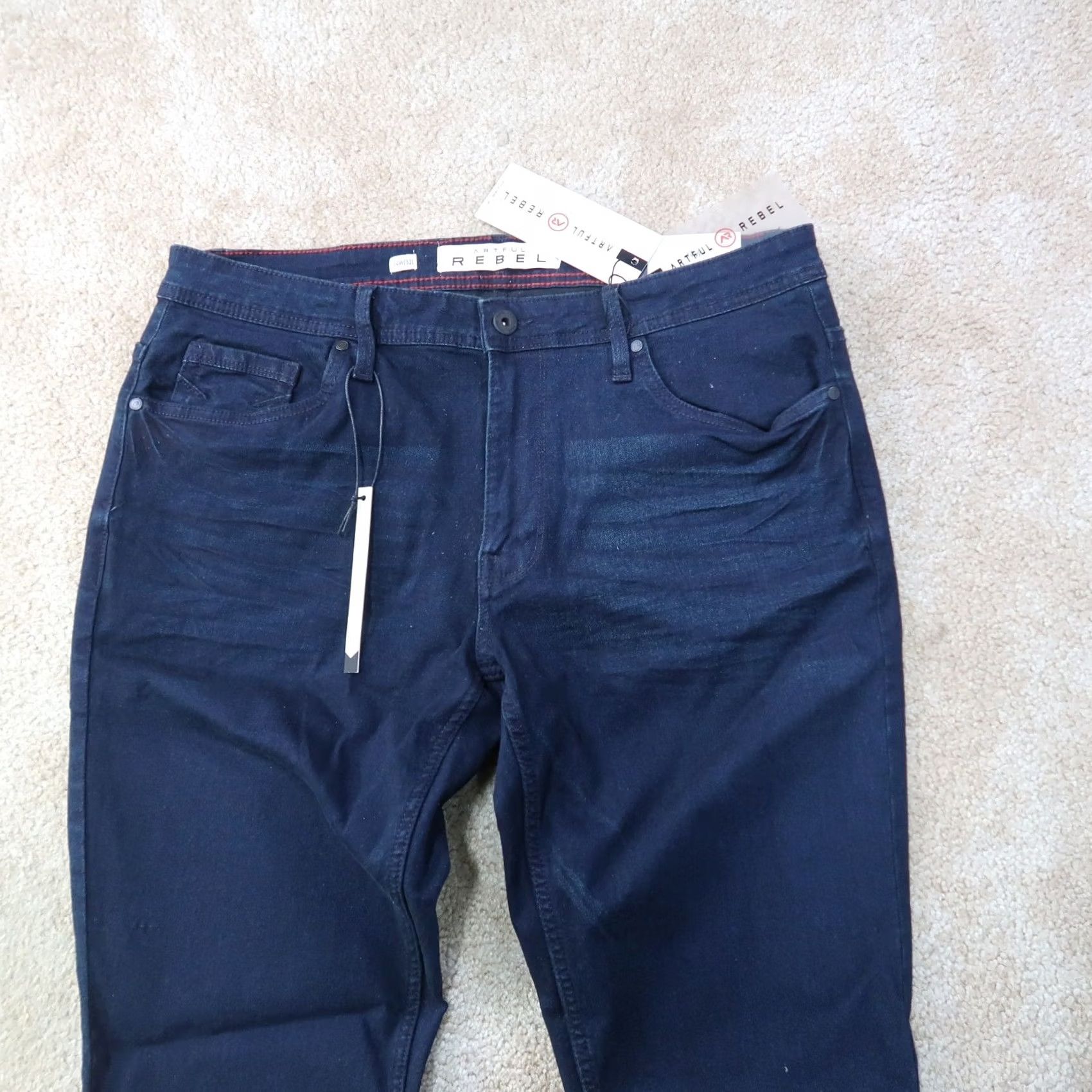 Vintage Artful Rebel Jeans Mens 34x32 Blue JAX Slim Straight Leg Stretch NWT Jeans Size US 34 / EU 50 - 2 Thumbnail