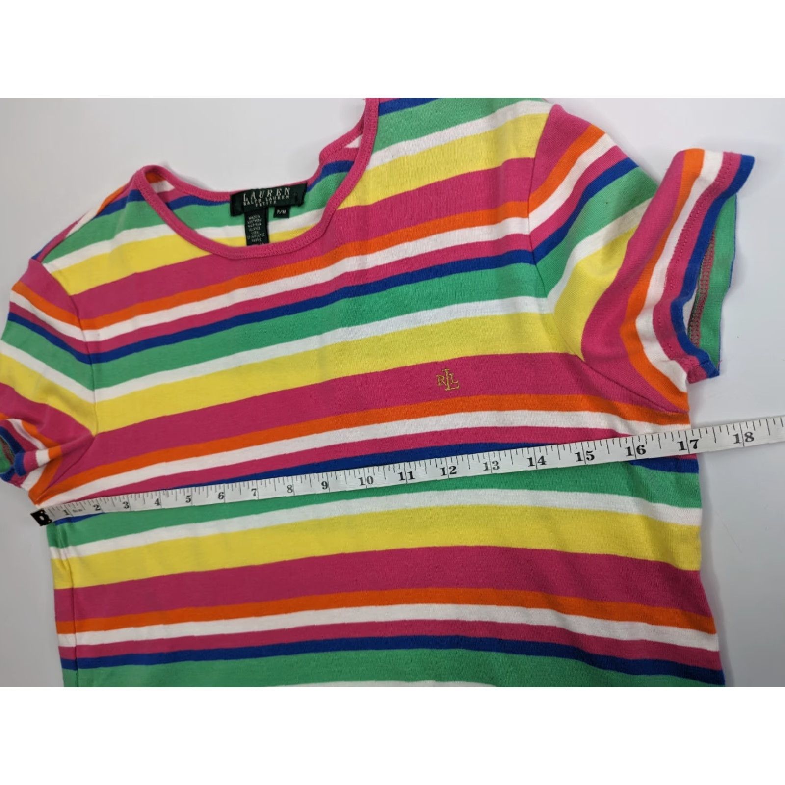 Ralph Lauren Lauren Ralph Lauren Womens M Petite Striped Short Sleeve Crewneck Tee Shirt Color Multicolor Cotton T-Shirt Women Petite Size M / US 6-8 / IT 42-44 - 5 Thumbnail