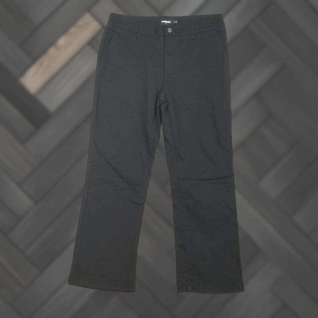 RSQ Pants Mens 34x30 Black Straight Chino Cotton Spandex Twill Casual Stretch Front Zip Pockets Logo 30 In Inseam Mens Regular