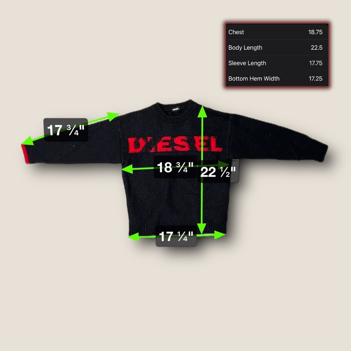 Diesel Diesel Wool Crewneck Black & Red Cut Up Logo Sweater Size US S / EU 44-46 / 1 - 6 Thumbnail