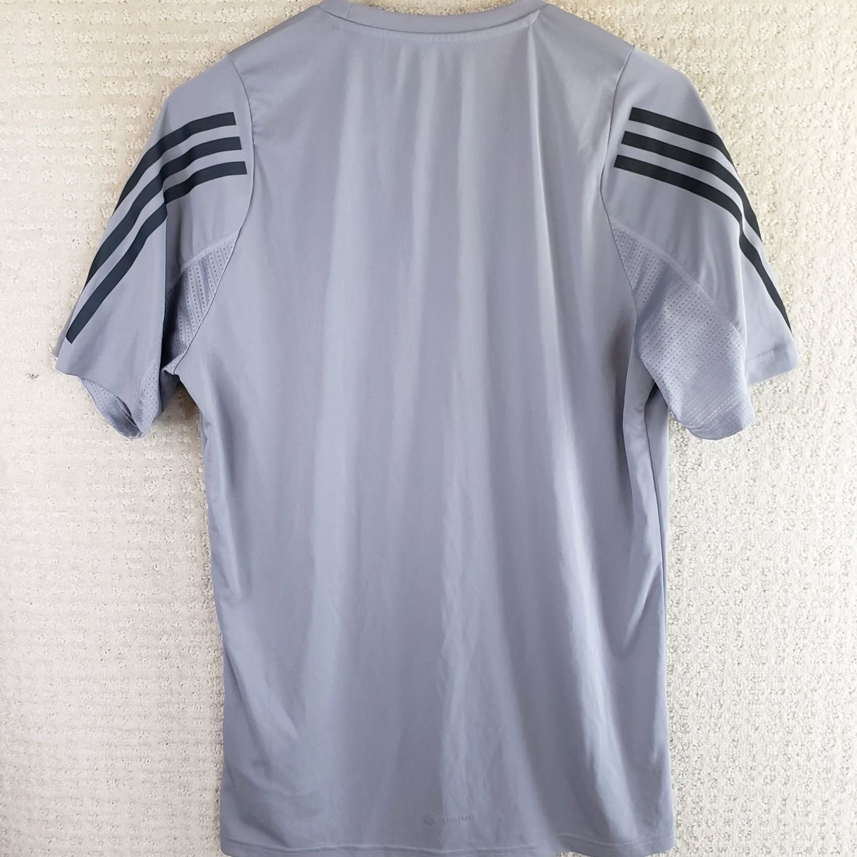 Adidas Adidas T-Shirt Men M Gray Aeroready Own the Run 3-Stripes S/S Performance Moisture Wicking Quick Dry Crew Neck Short Sleeve Shirt Size US M / EU 48-50 / 2 - 6 Thumbnail