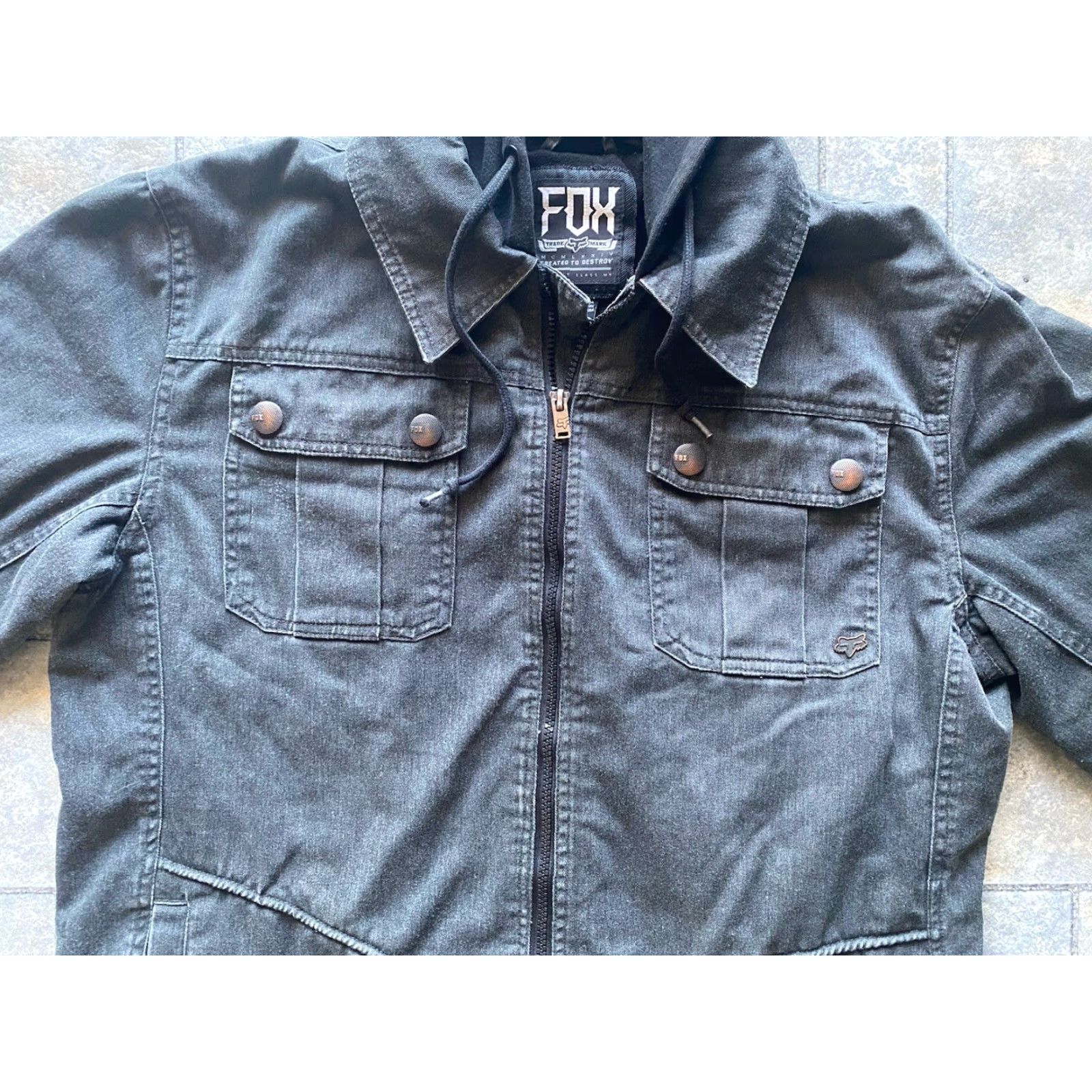 Denime FOX Denim Jacket Hooded Coat Men L Black Regular Denim Hooded Jacket Y2K Men’s Large Fox Size US L / EU 52-54 / 3 - 4 Thumbnail