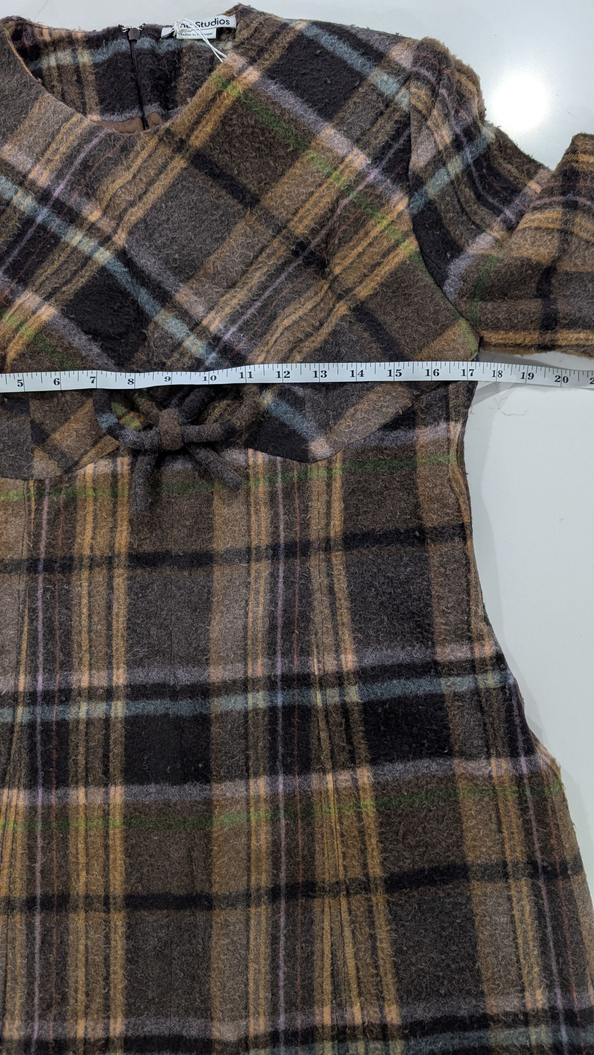 Acne Studios Acne Studios Delfin Plaid Wool Mini Dress Brown Ruffle Hem Size S / US 4 / IT 40 - 14 Thumbnail