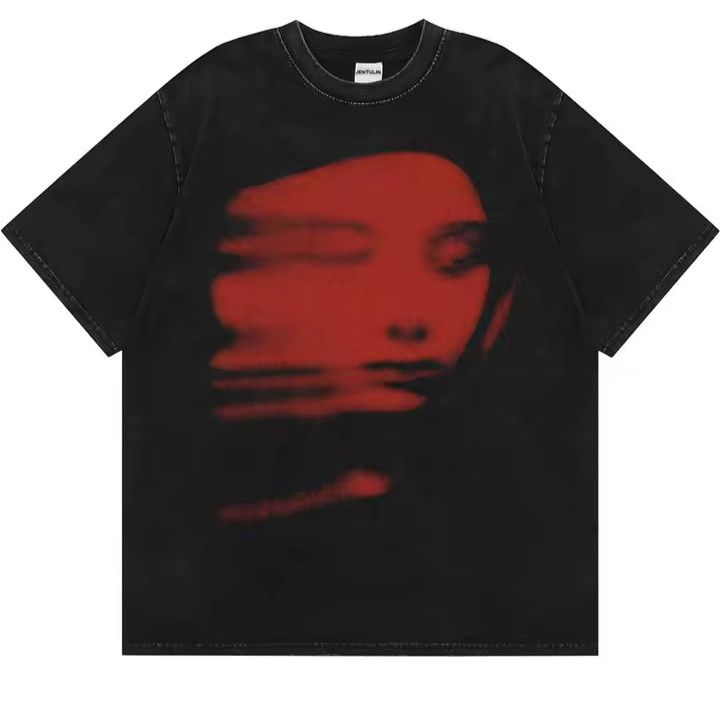 Designer × Japanese Brand Red Face Graphic Washed T-Shirt Size US M / EU 48-50 / 2 - 2 Thumbnail