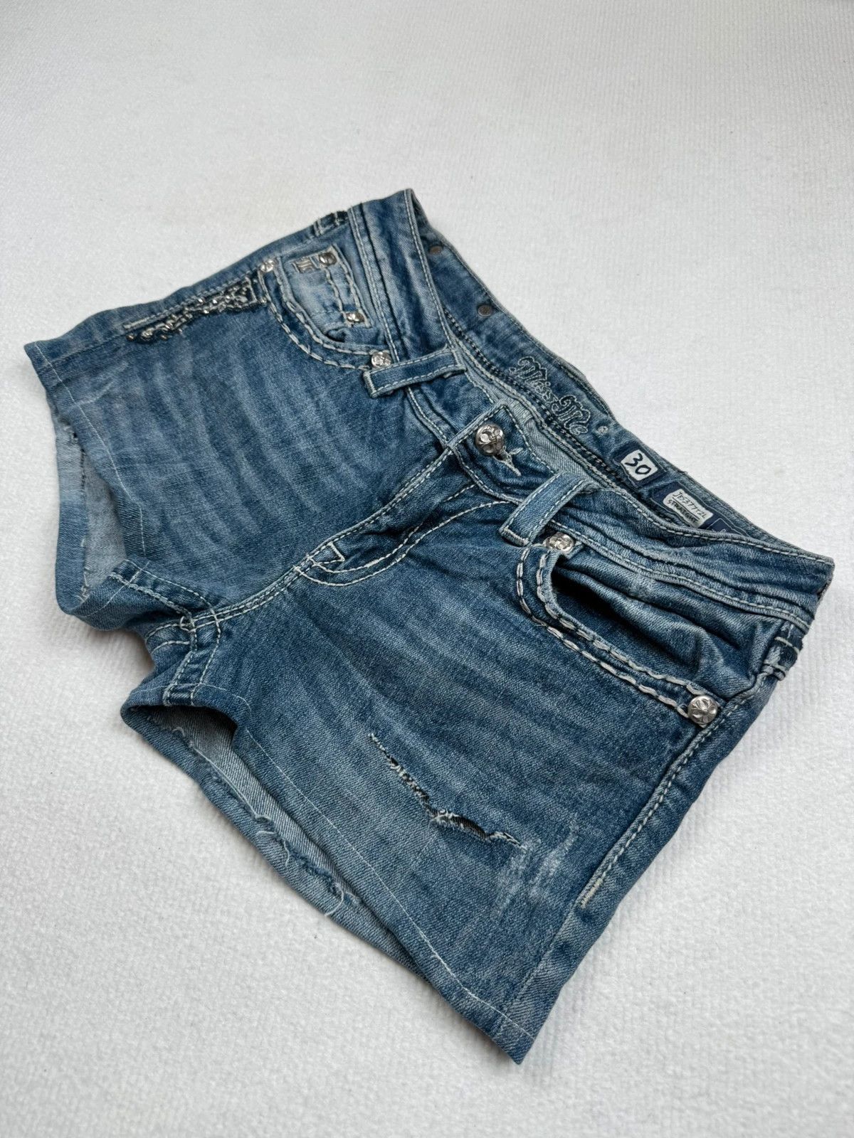 Miss Me Miss Me Low Waist Hot Pants Micro Shorts 2000s Vintage Y2 Size 30" / US 8 / IT 44 - 2 Thumbnail