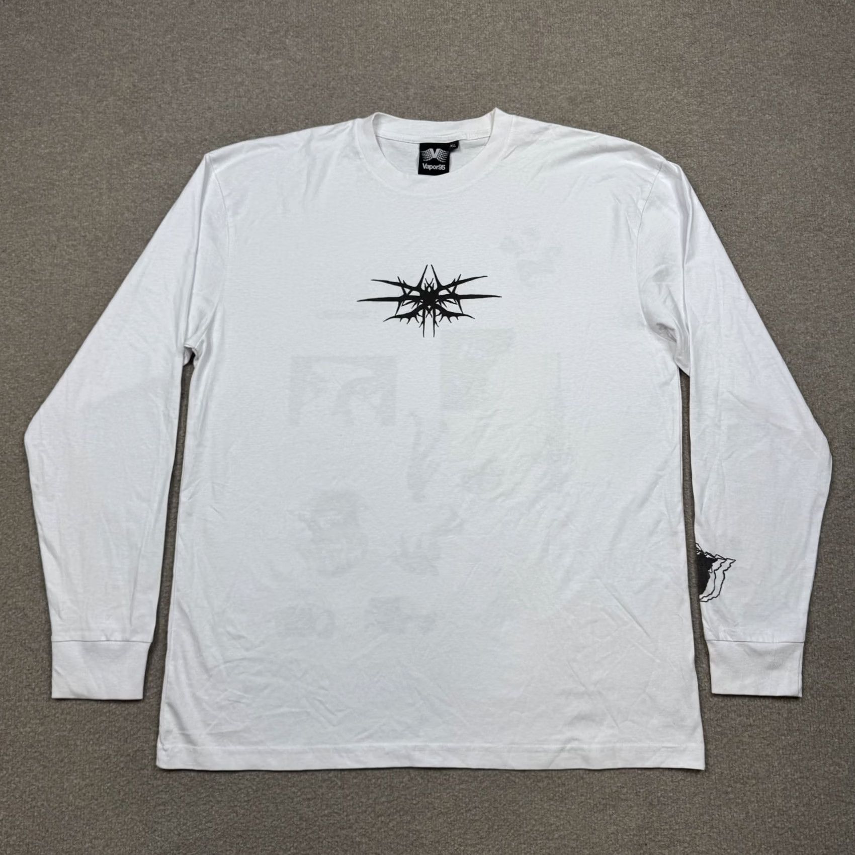 Vintage Vapor95 Shirt XL White Long Sleeve Crew Neck Graphic Tee Streetwear 90s Mens Size US XL / EU 56 / 4 - 2 Thumbnail