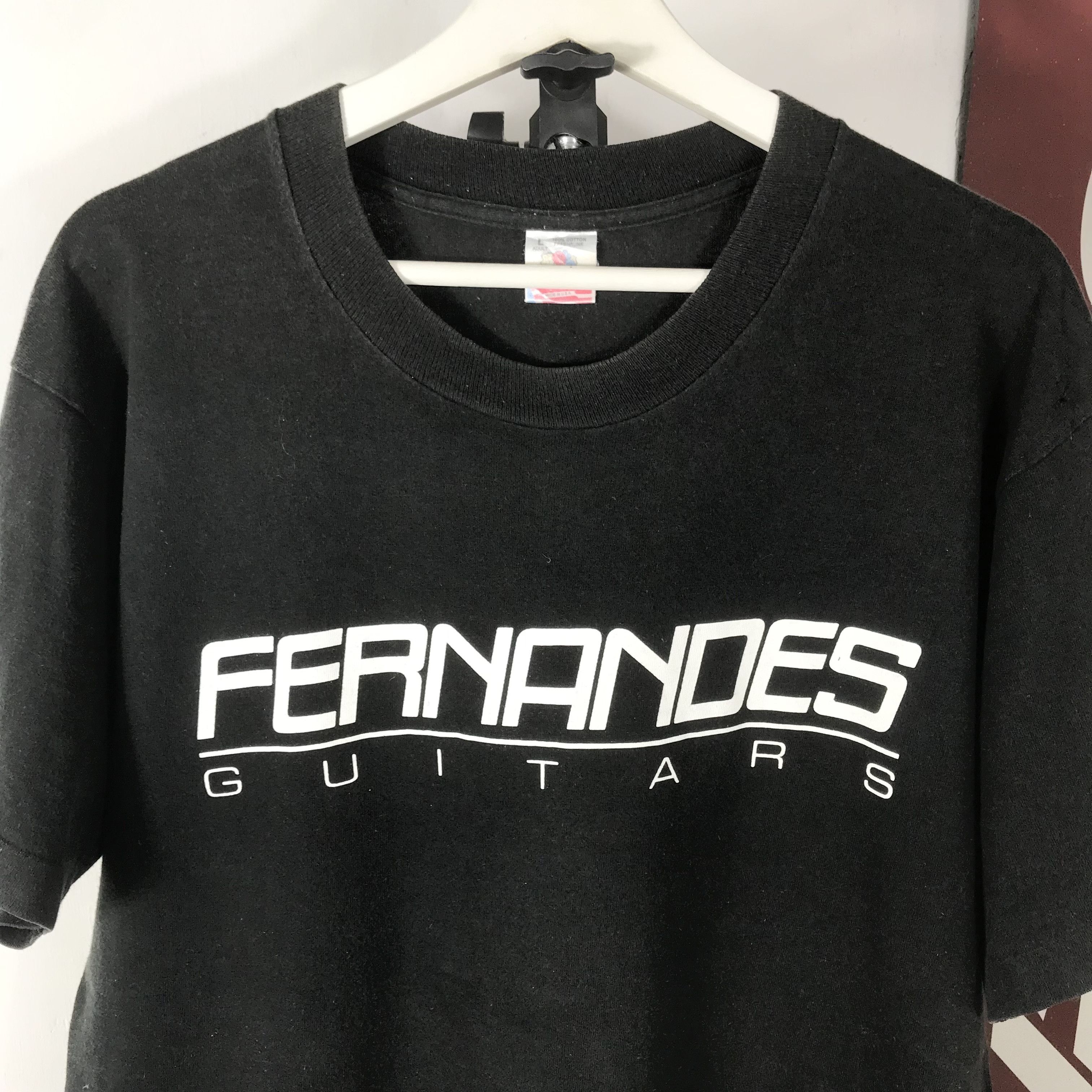Fender Vintage 90s FERNANDES Guitar music promo t shirt faded black Size US L / EU 52-54 / 3 - 3 Thumbnail