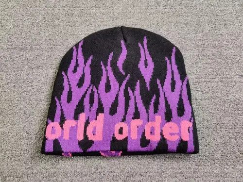 Other Pressure World Order Flames Graphic Beanie Hat Black Size ONE SIZE - 3 Thumbnail